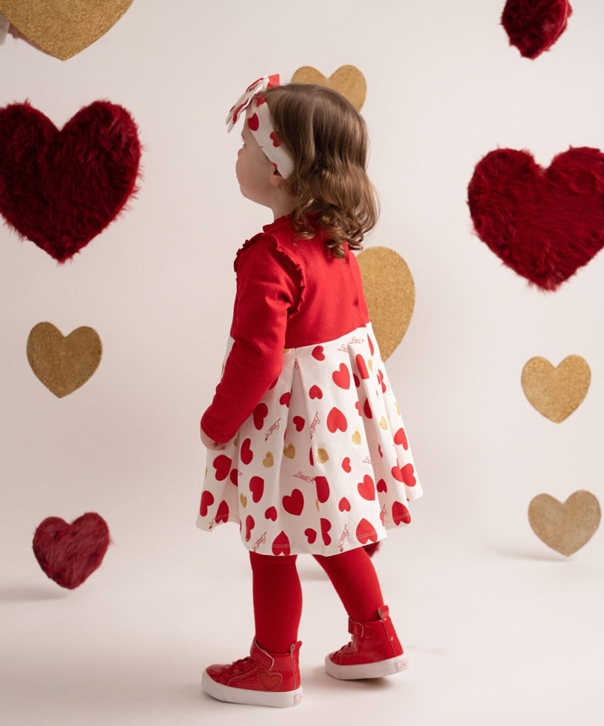 Little A by A Dee Girls Harlow Red Hearts Dress From The Back