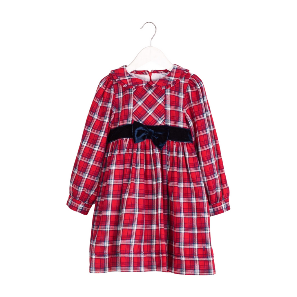 Little Larks Beatrice Red Tartan Christmas Smock Dress For Girls