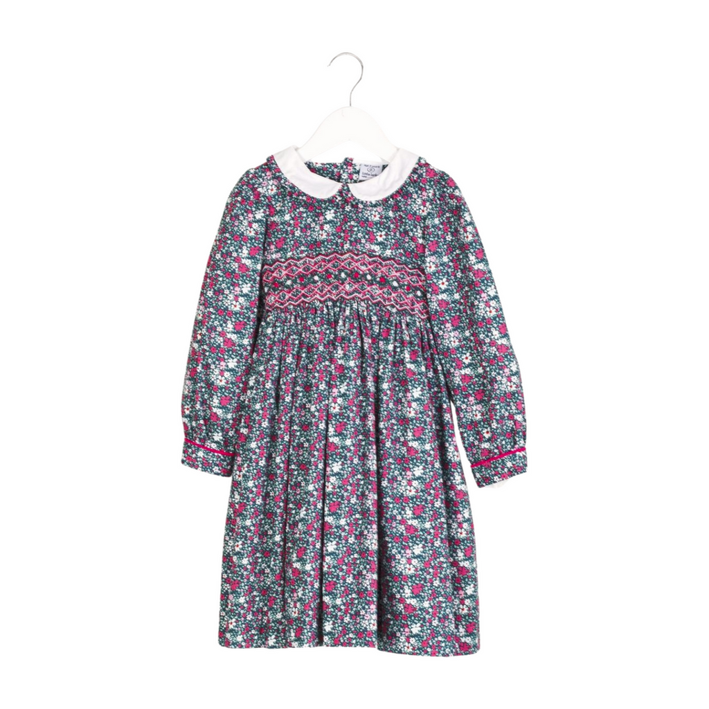 Little Larks Jessica Floral Smocked Occasion  Dress For Girls 