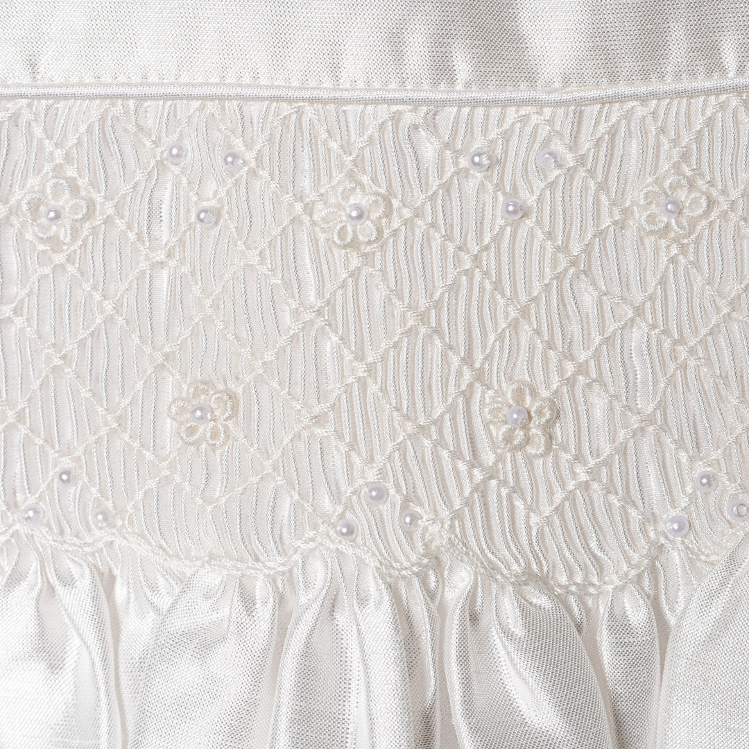 Little Larks Maggie Ivory Sleeveless Ceremonial Dress With Pearl Flowers