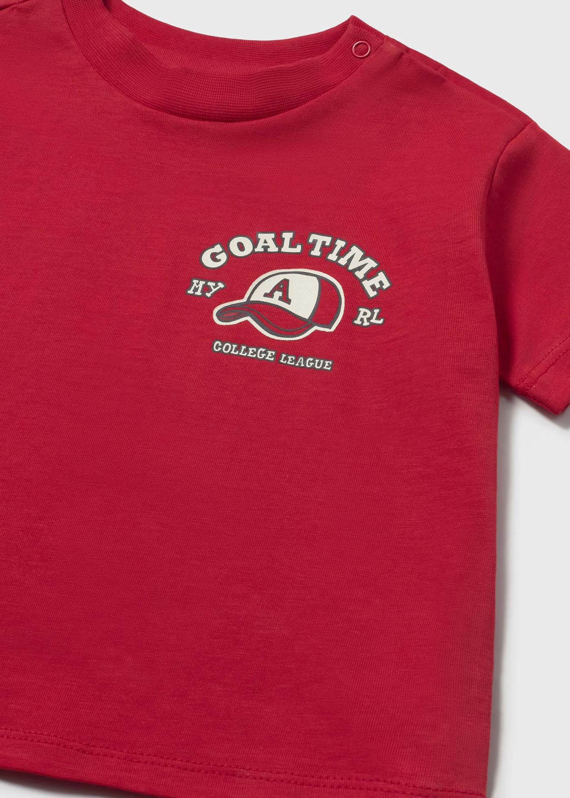 Mayoral boys red football graphic T-shirt chest detail