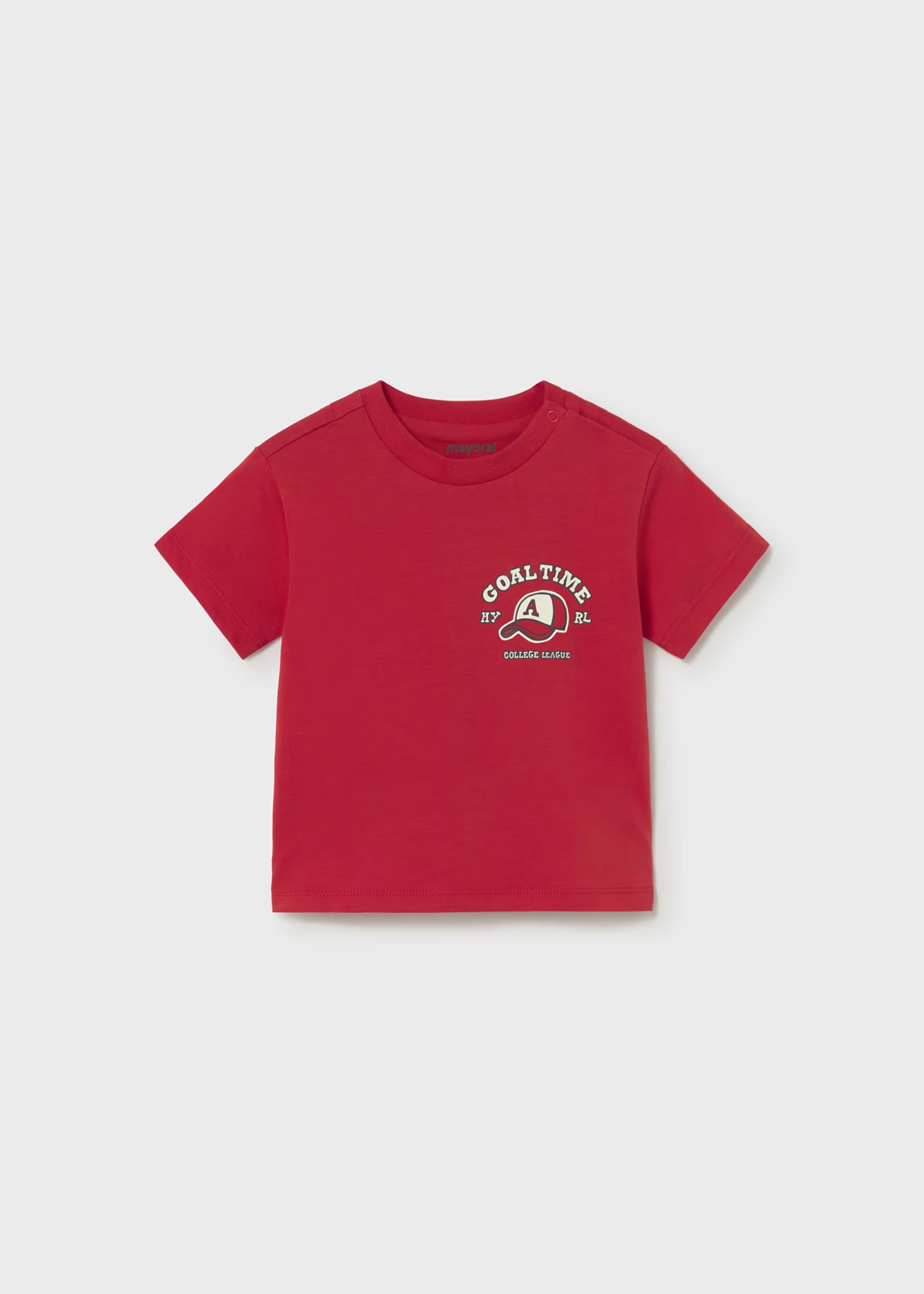 Mayoral boys red Goal Time short sleeve T-shirt front view
