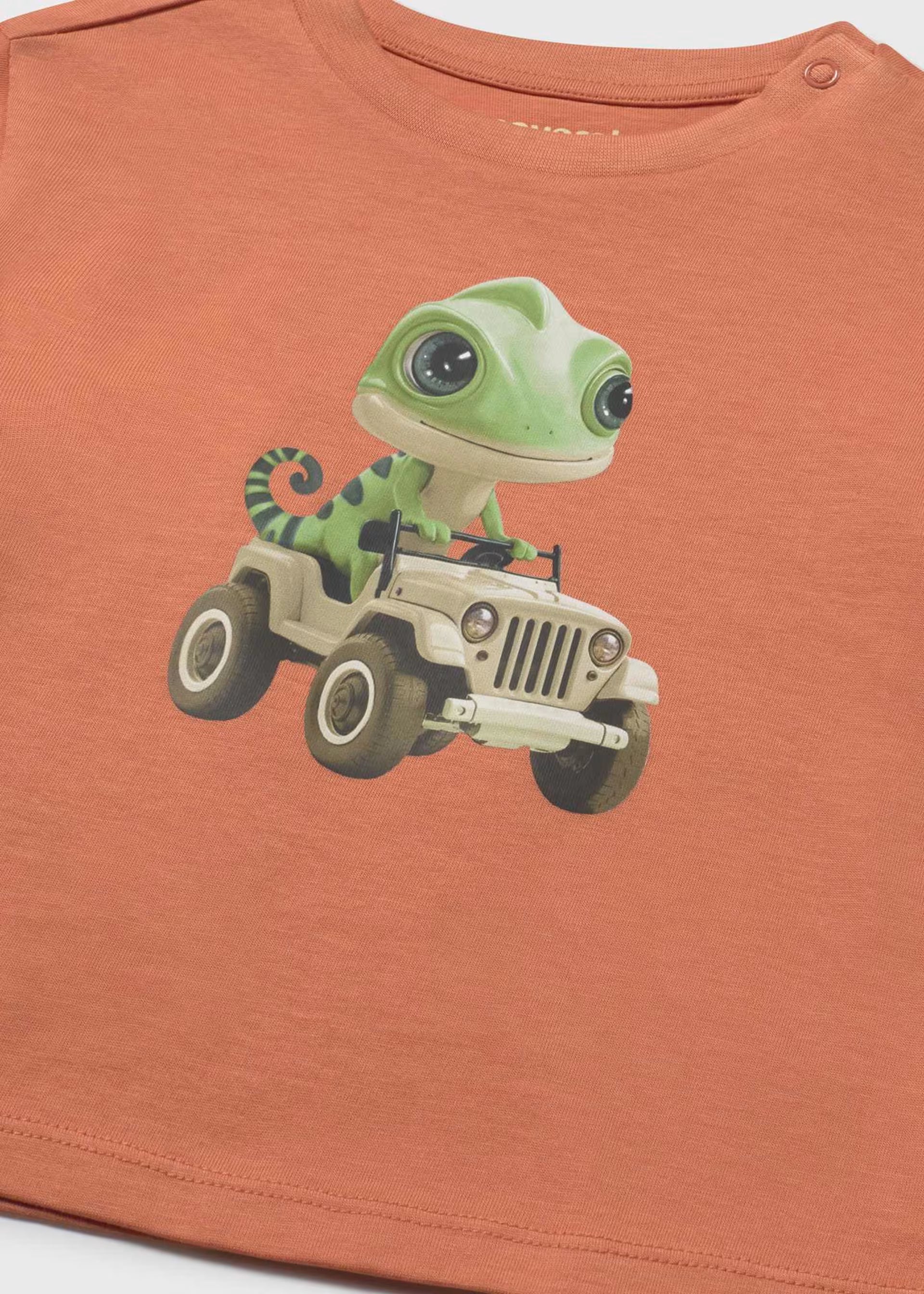 Mayoral boys gecko car print T-shirt close up detail cotton