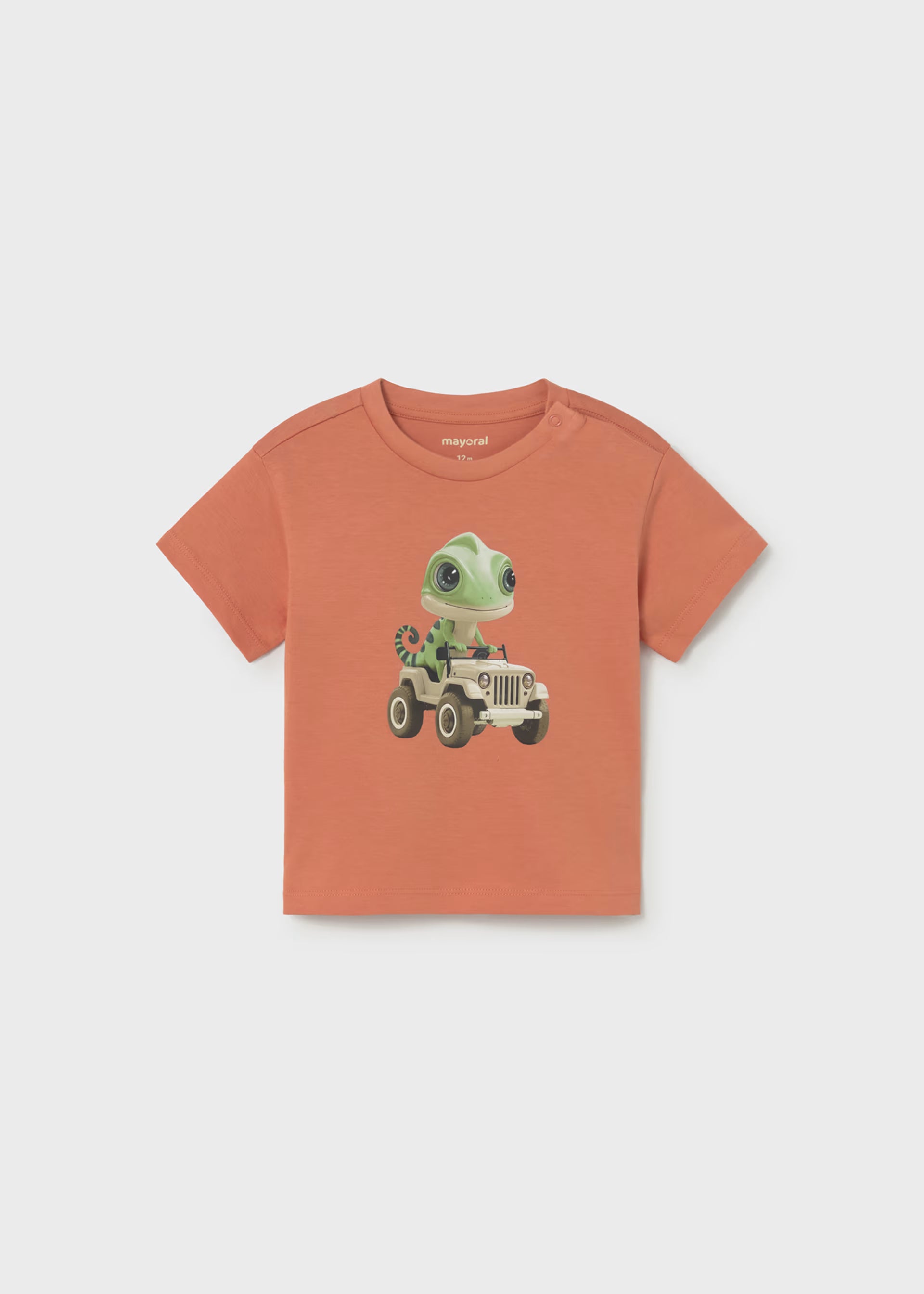 Mayoral boys orange gecko car print T-shirt cotton baby toddler