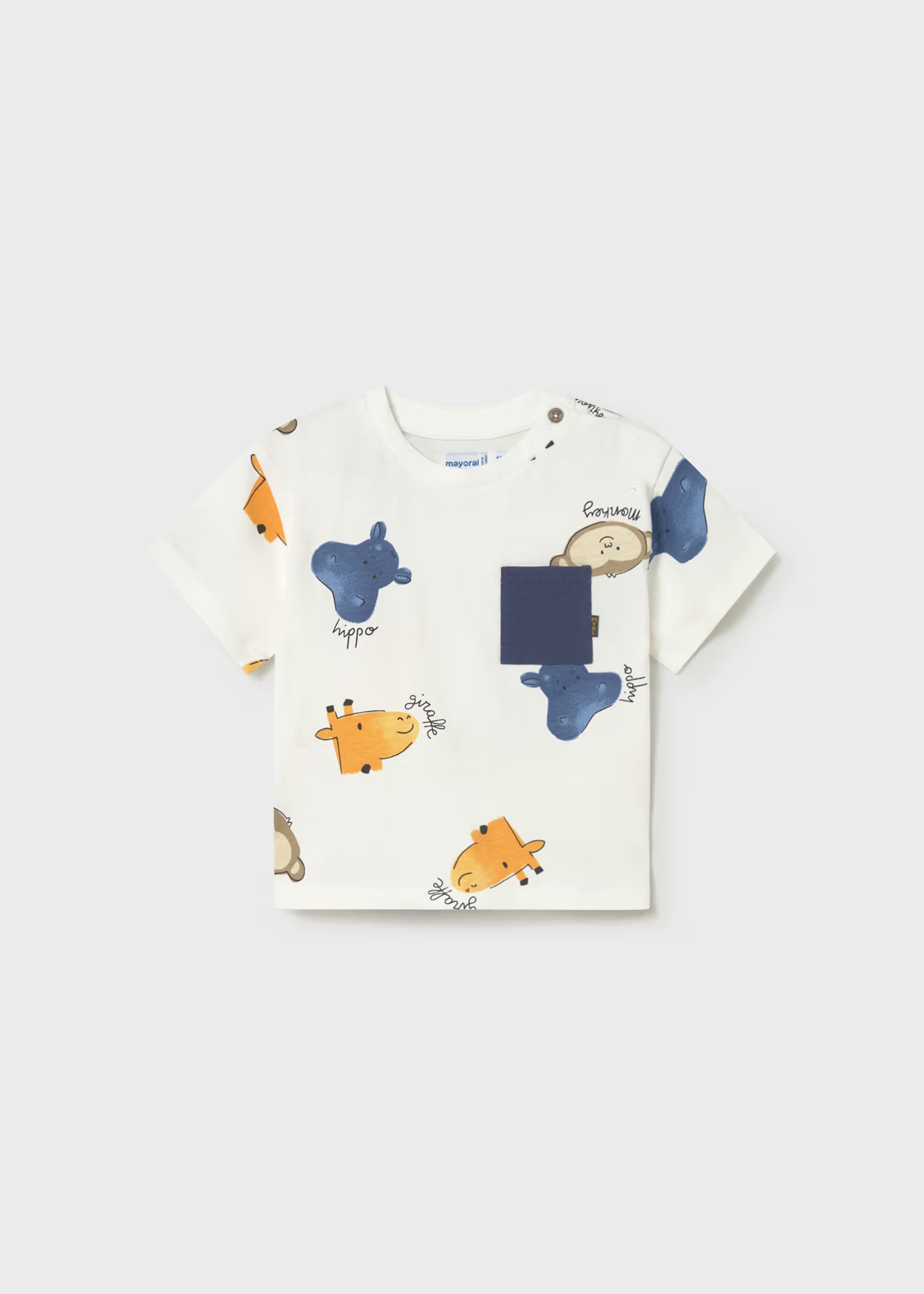 Mayoral boys zoo print baby toddler t-shirt front view
