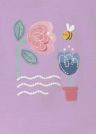 Mayoral girls lilac t-shirt floral print close up detail