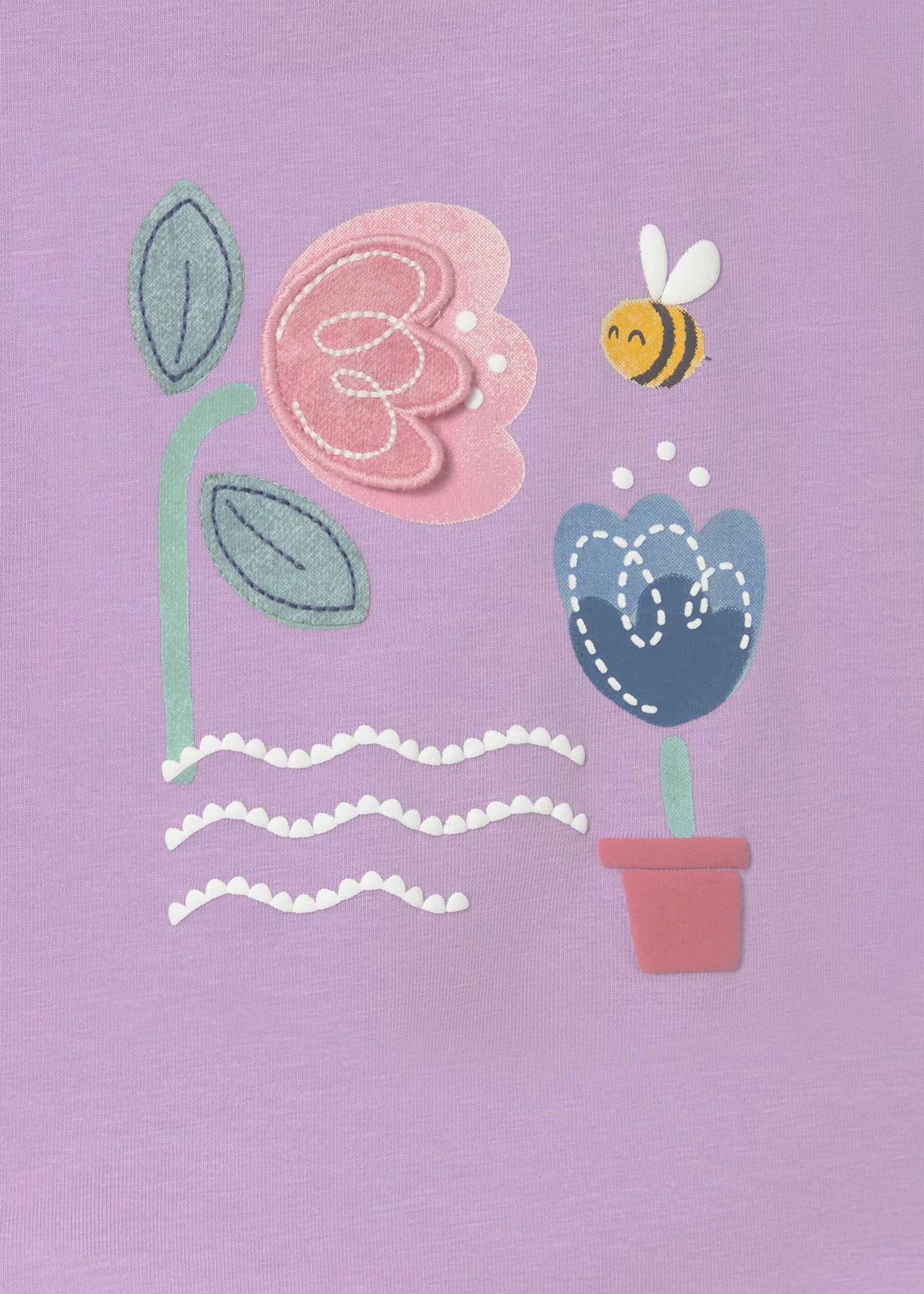 Mayoral girls lilac t-shirt floral print close up detail