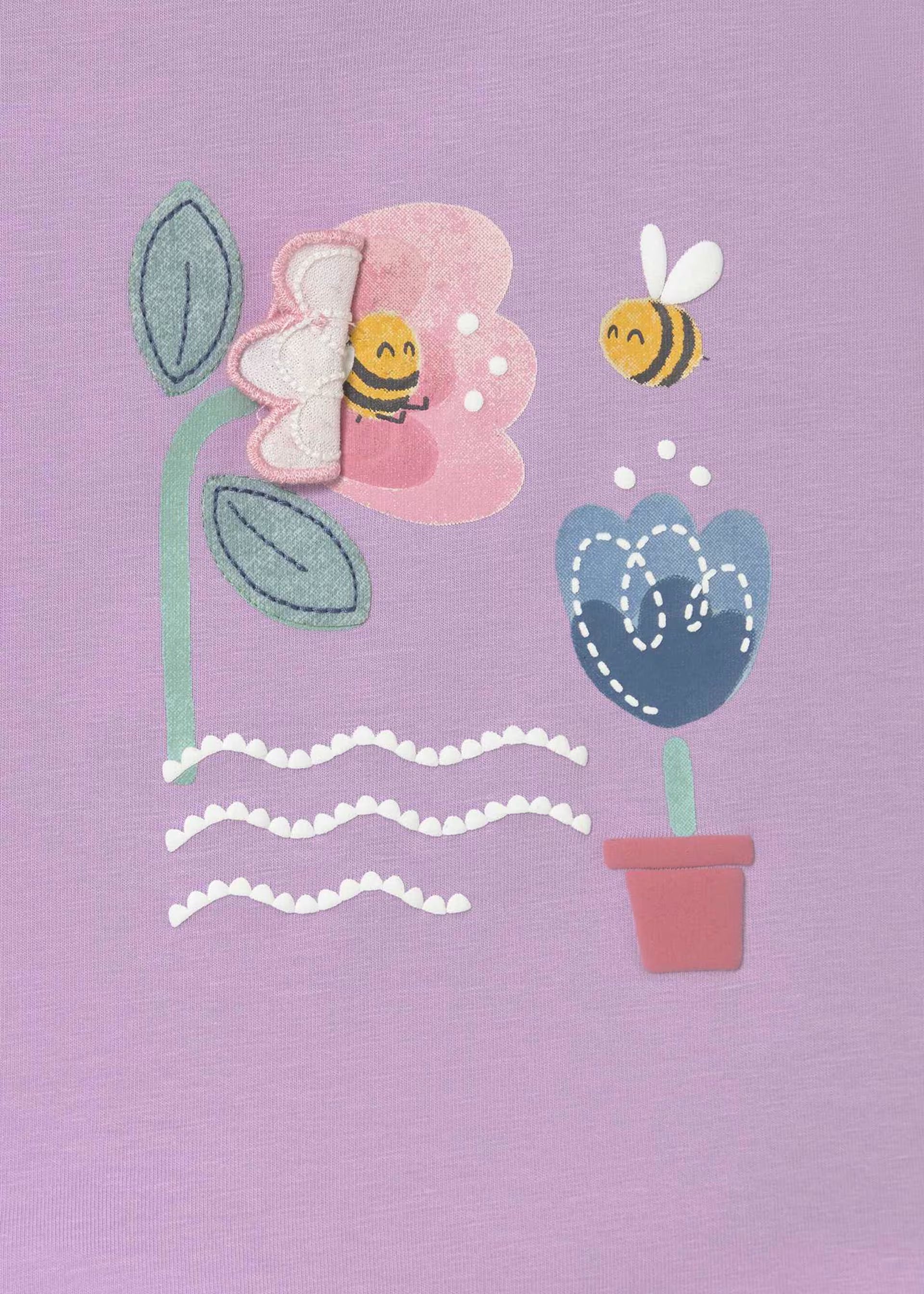 Mayoral girls lilac floral print t-shirt interactive flower detail