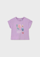 Mayoral girls lilac floral print t-shirt front view