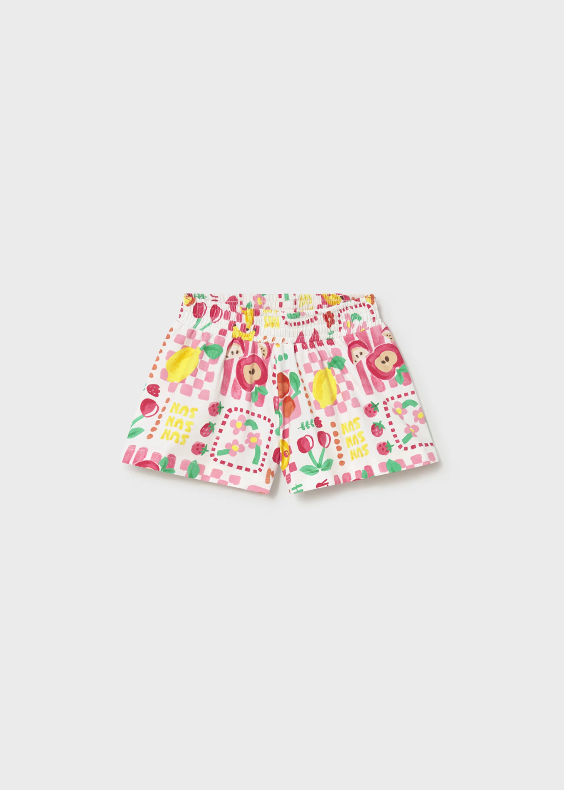 Mayoral baby toddler girls pull on summer shorts fruit print