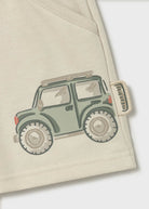 Mayoral boys car print shorts close up interactive tyre detail