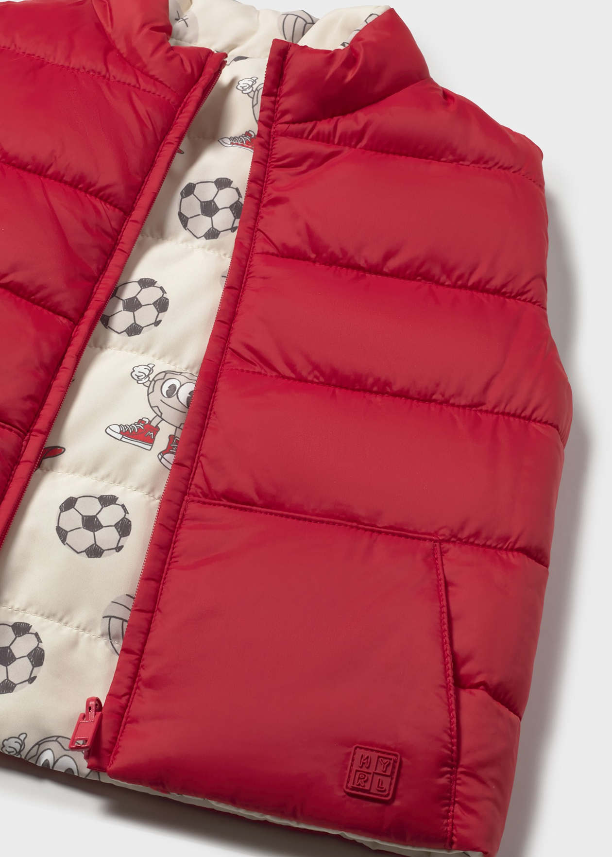 Mayoral boys reversible gilet football print and quilted detail