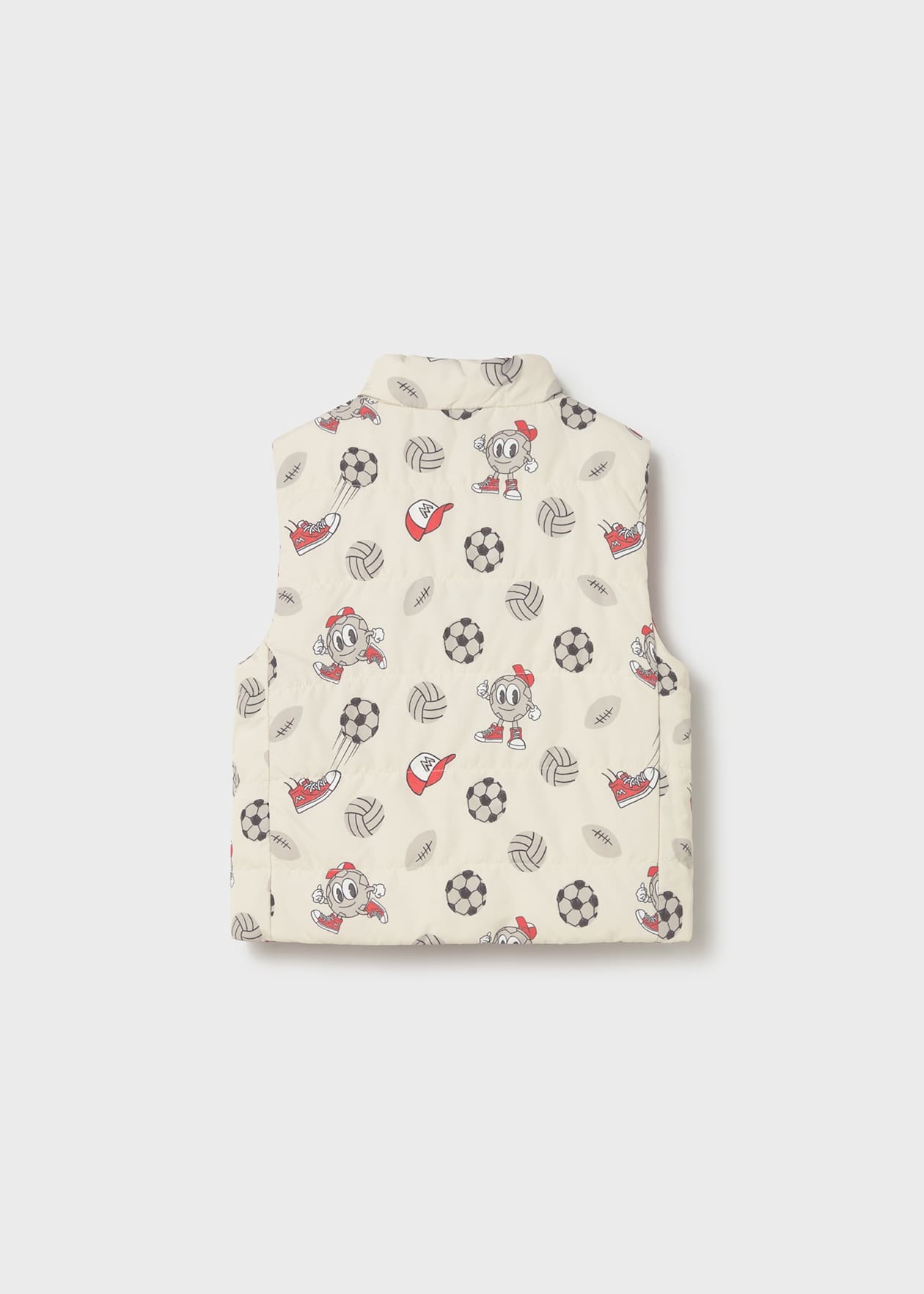 Mayoral boys football print sleeveless padded vest from the back 