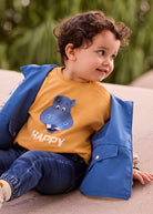 Mayoral boys orange hippo sweater worn on boy aged 4 years 