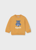 Mayoral happy hippo boys orange sweater front view