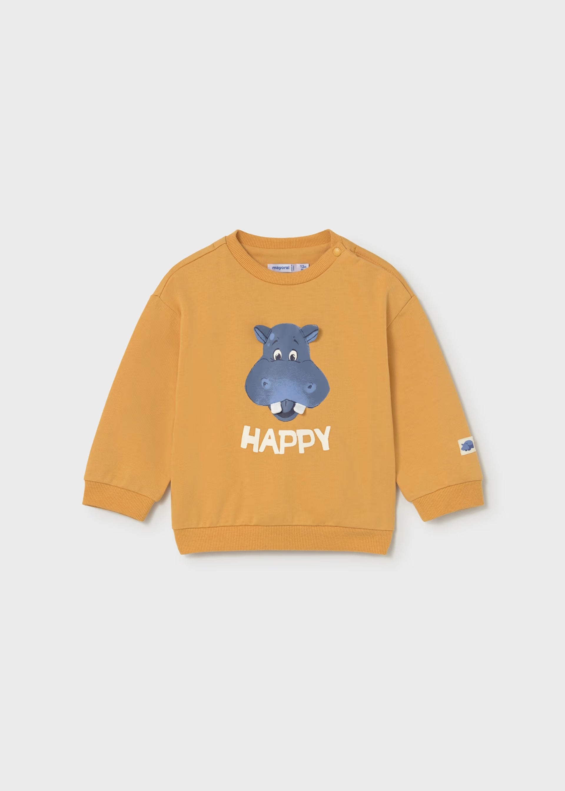 Mayoral happy hippo boys orange sweater front view
