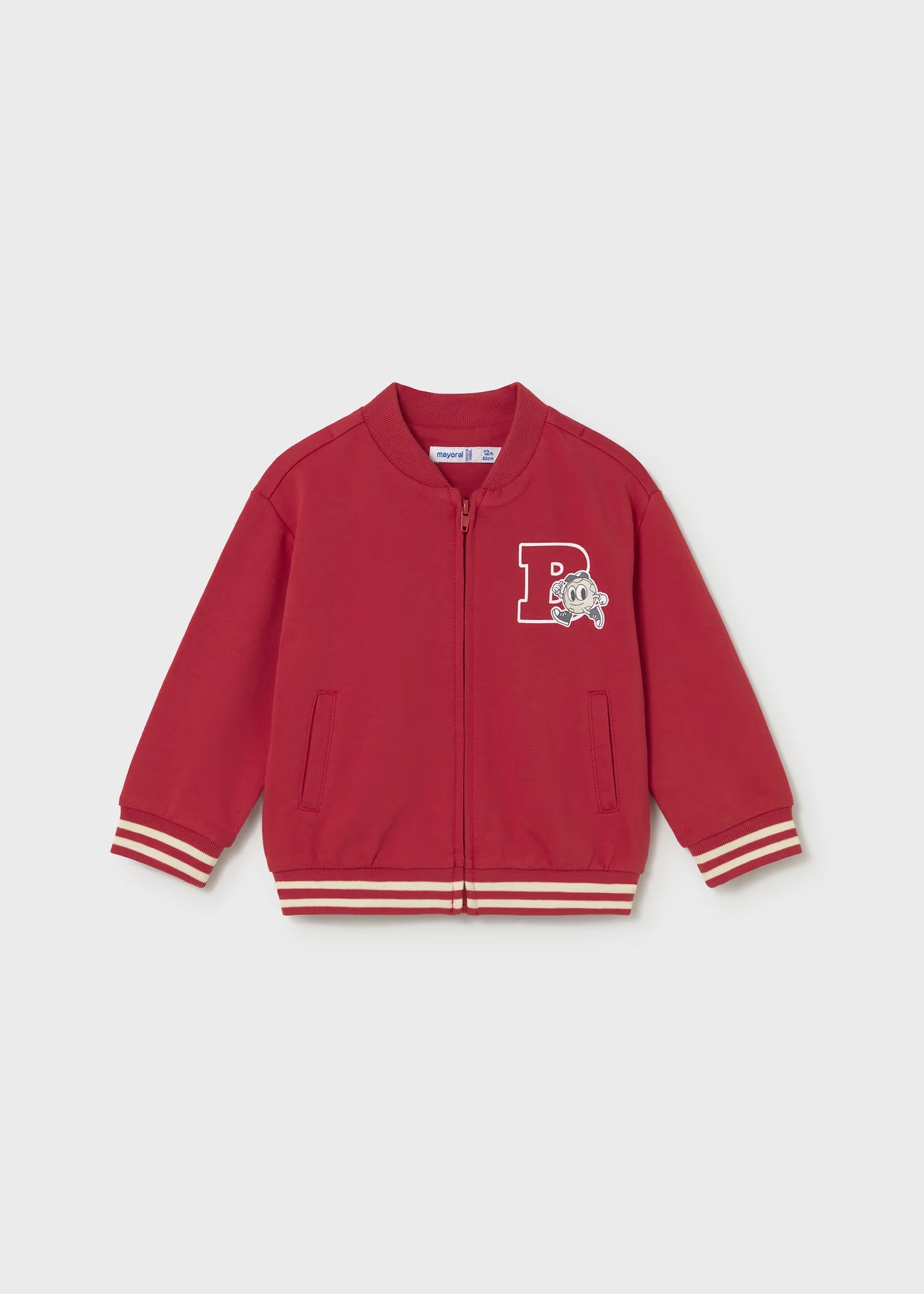 Mayoral boys red bomber jacket front zip view