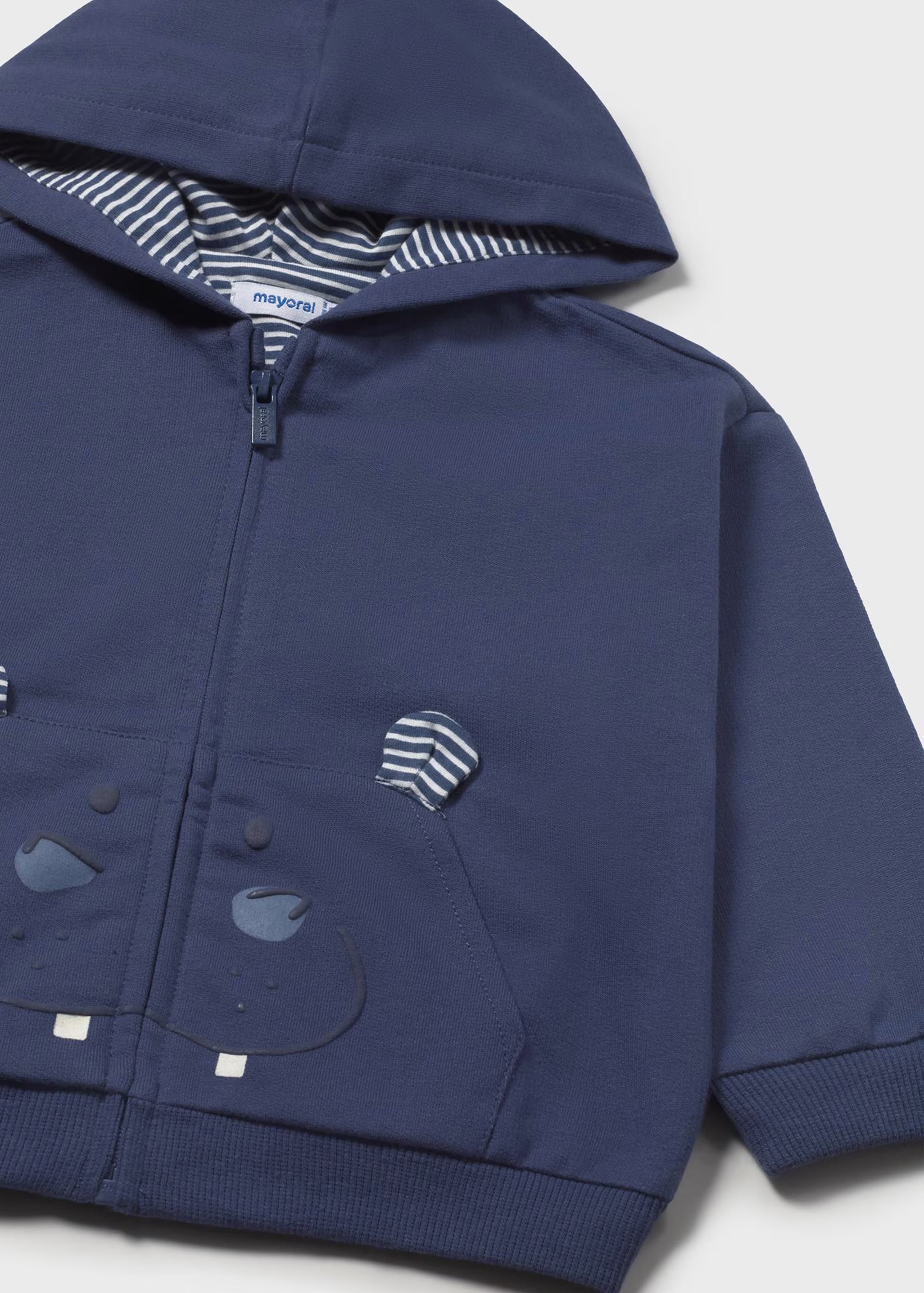 Mayoral baby boys navy hoodie with hippo pocket and interactive ears