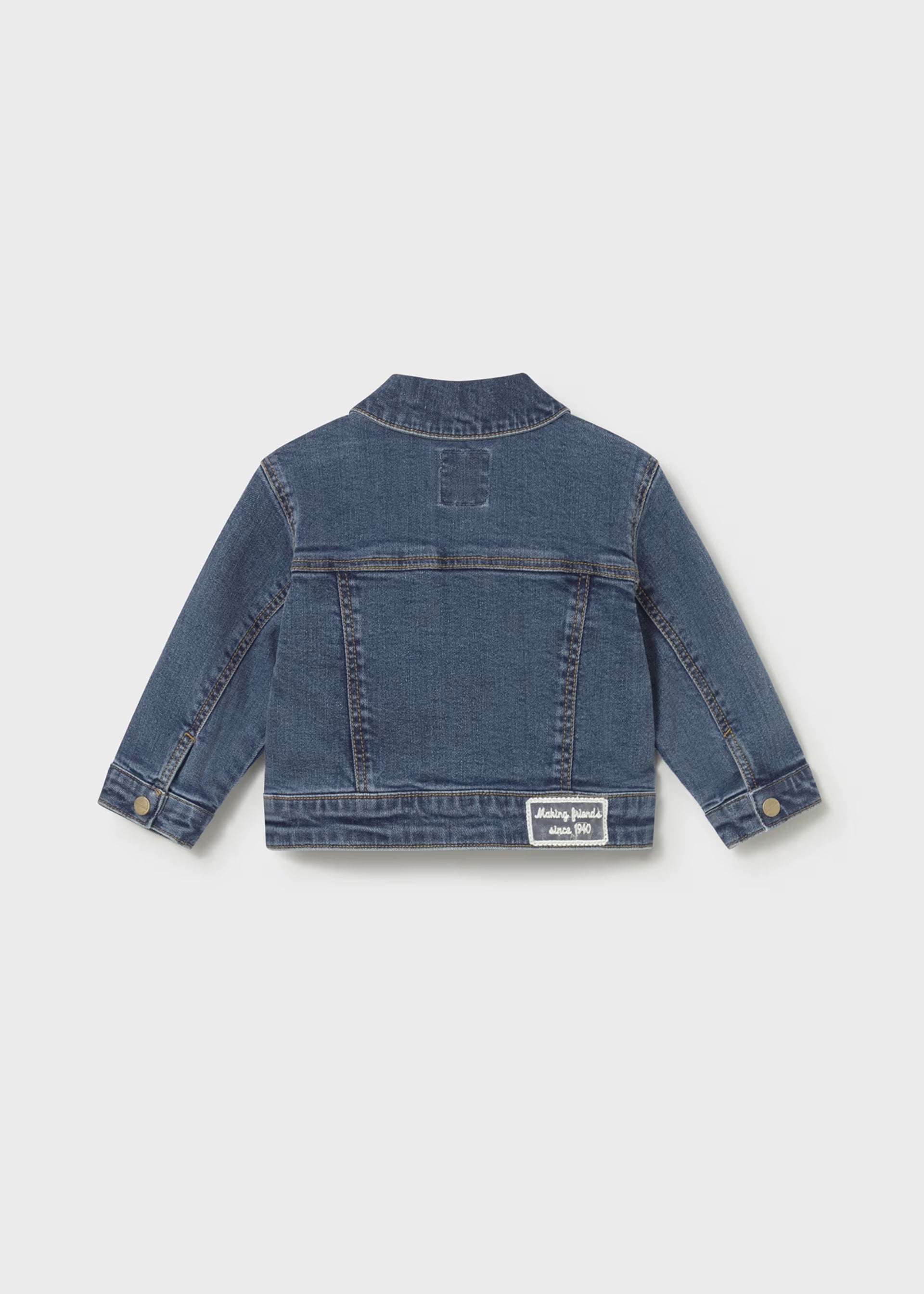 Mayoral baby girls dark denim jacket back view