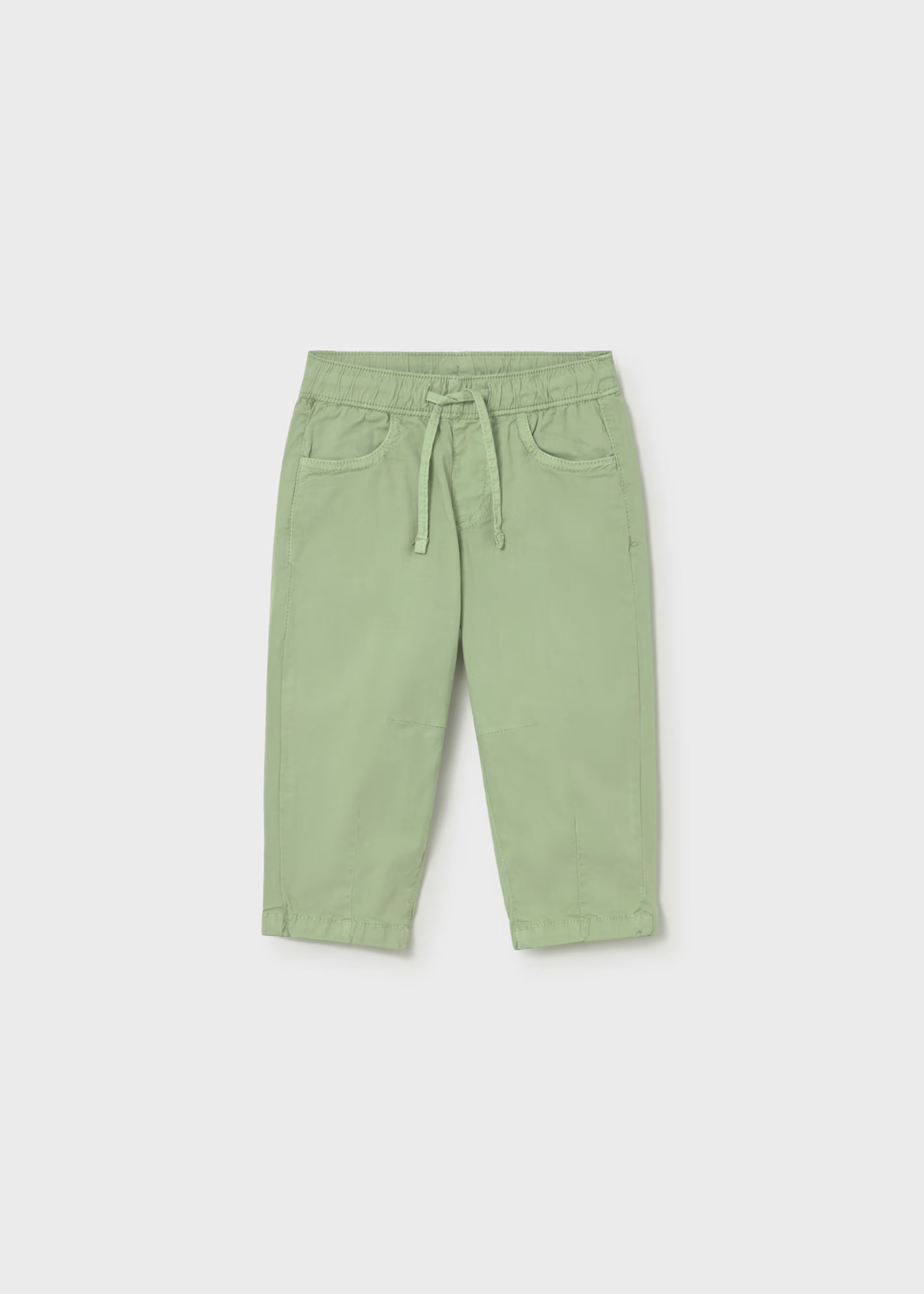 Mayoral boys light green chino trousers elastic waist front view kids trousers