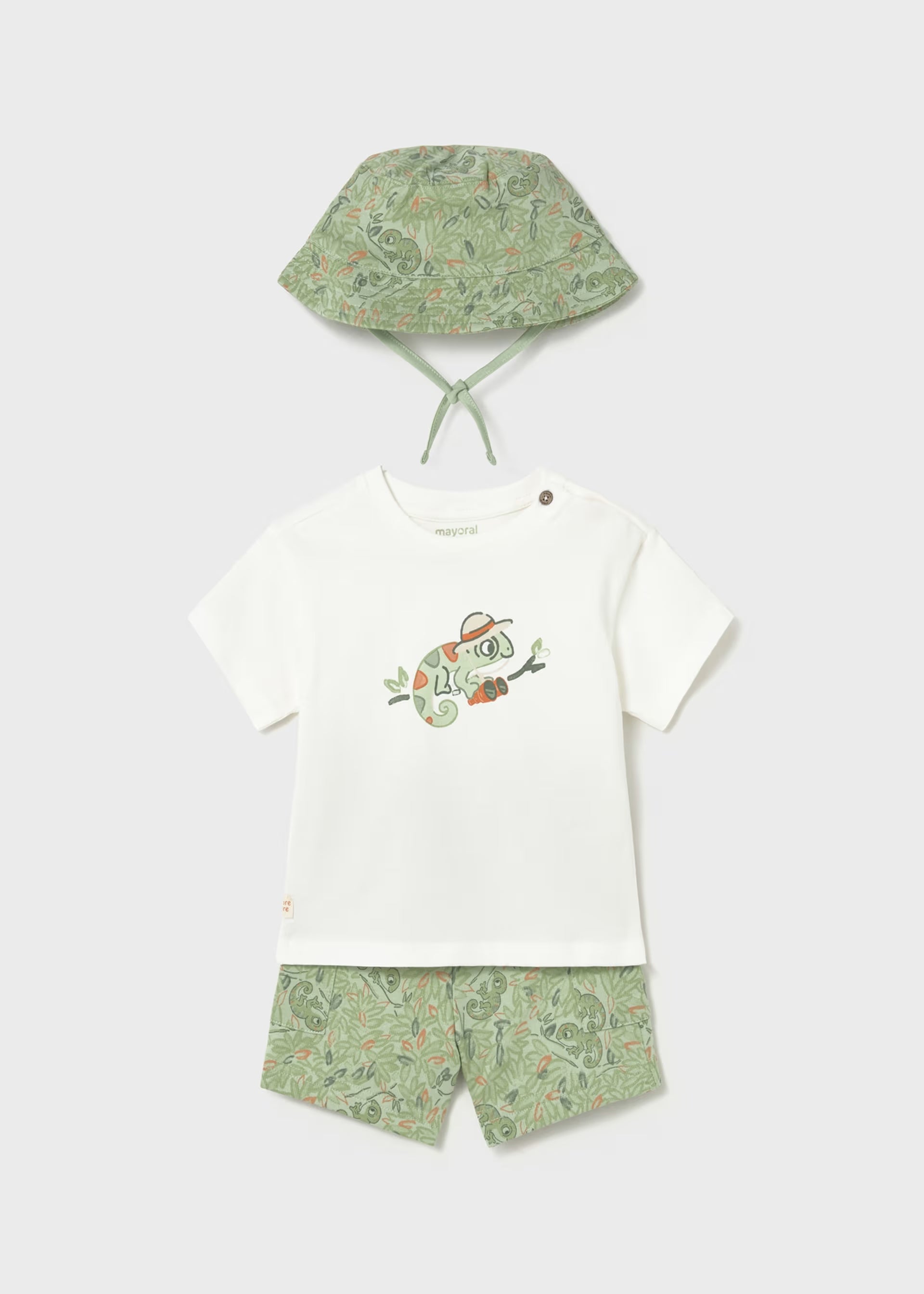 Mayoral boys gecko outfit set baby toddler t-shirt shorts hat set