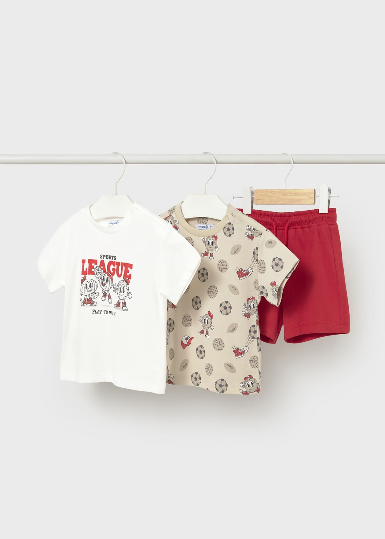 Mayoral baby boys 3 piece outfit set sports league t shirts & shorts set