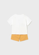 Mayoral boys summer outfit set with animal graphic and shorts back view