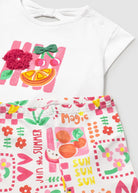 Mayoral girls fruity outfit set top and printed leggings detail