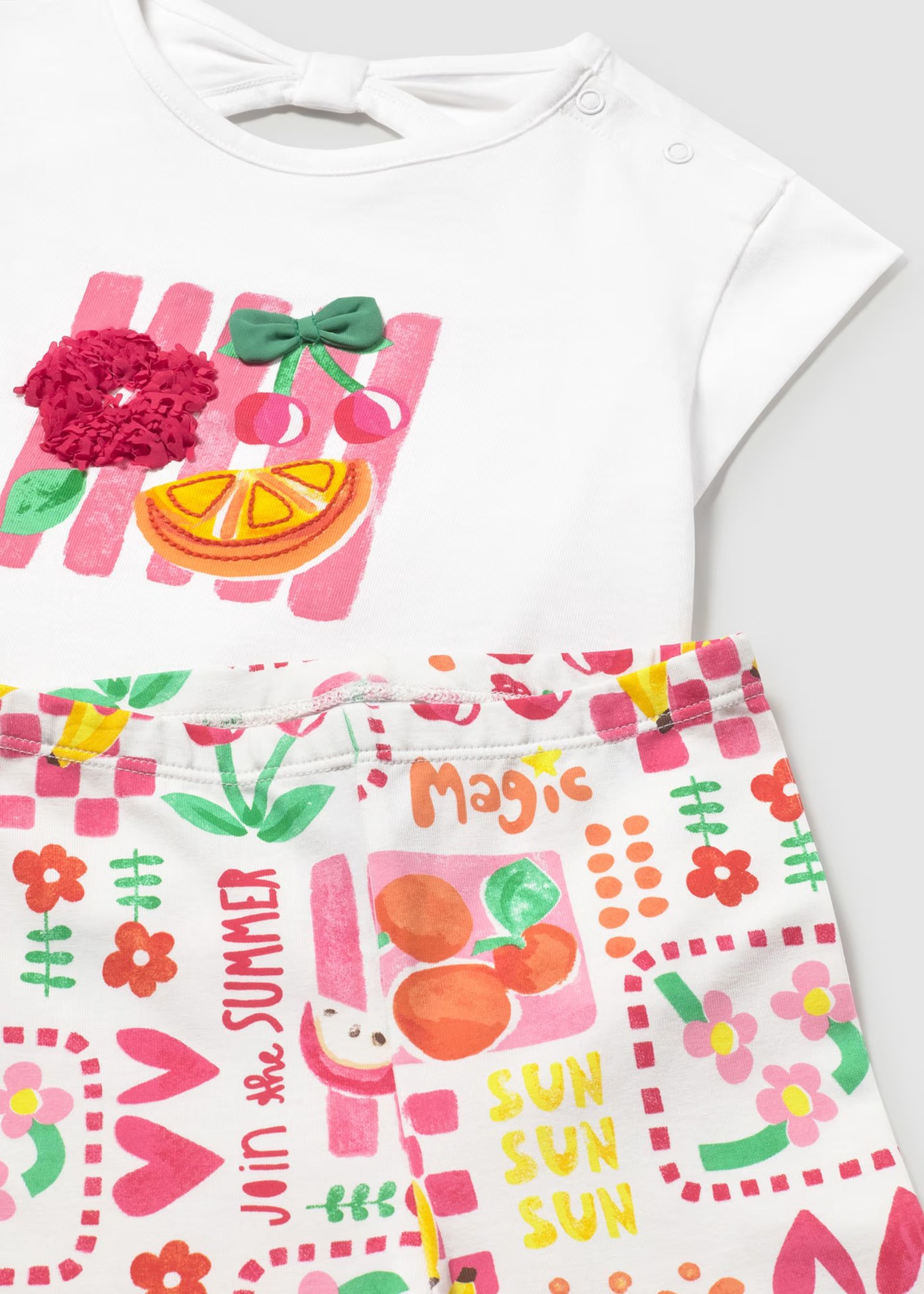 Mayoral girls fruity outfit set top and printed leggings detail