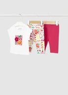 Mayoral girls baby and toddler fruity 3 piece leggings set front view