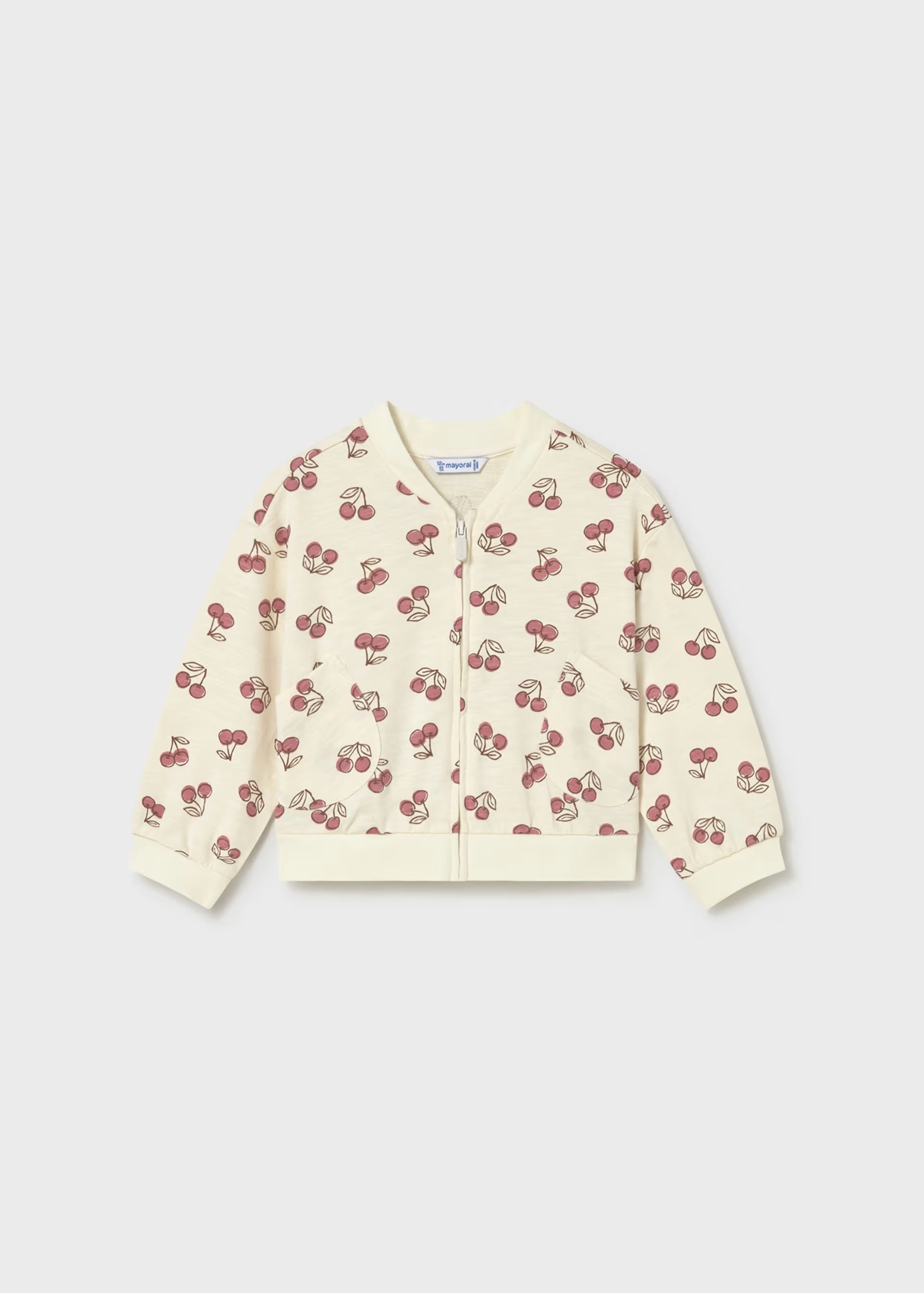 Mayoral girls cherry print hoodie close up