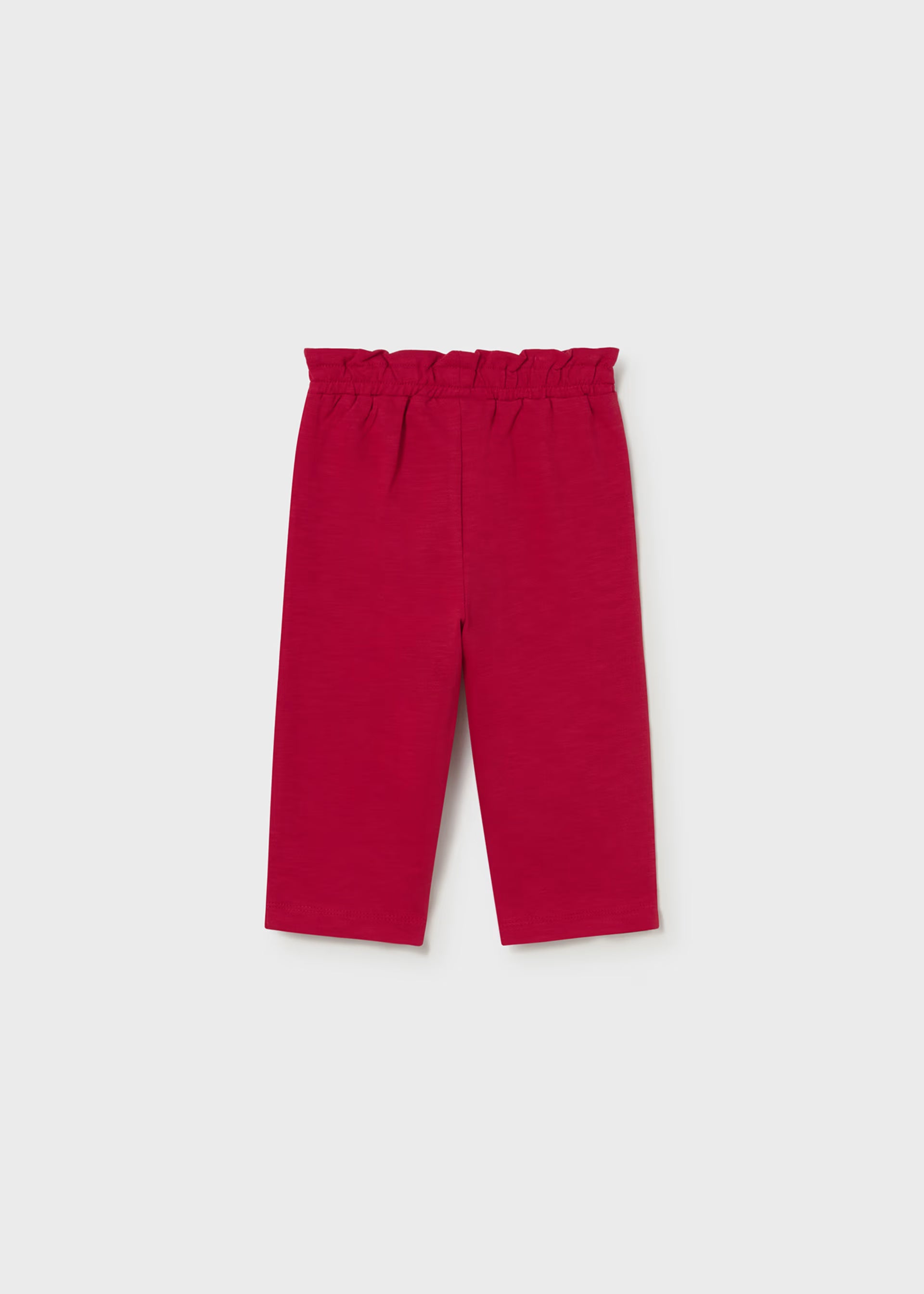 Mayoral girls red trousers with elastic waist front view
