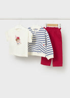 Mayoral girls heart print 3 piece tracksuit set with T-shirt zip jacket and pink trousers