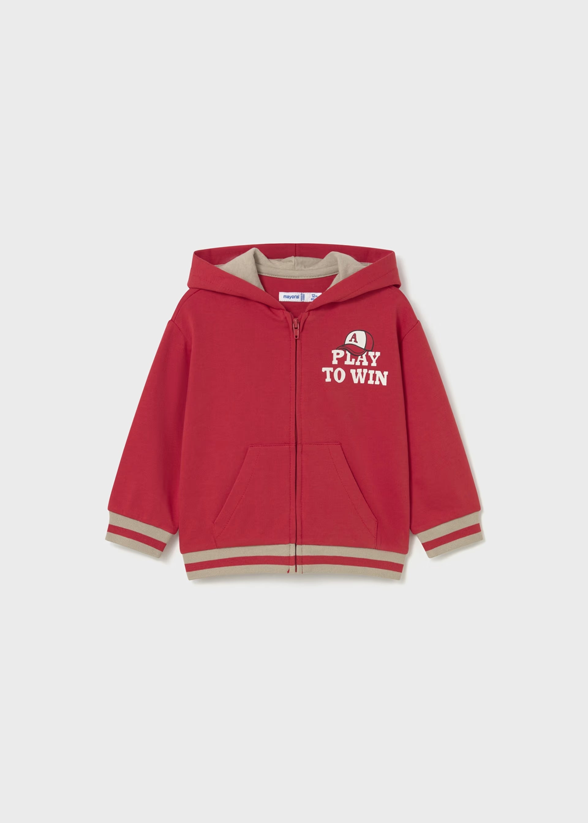 Mayoral boys red hoodie and stone joggers outfit set