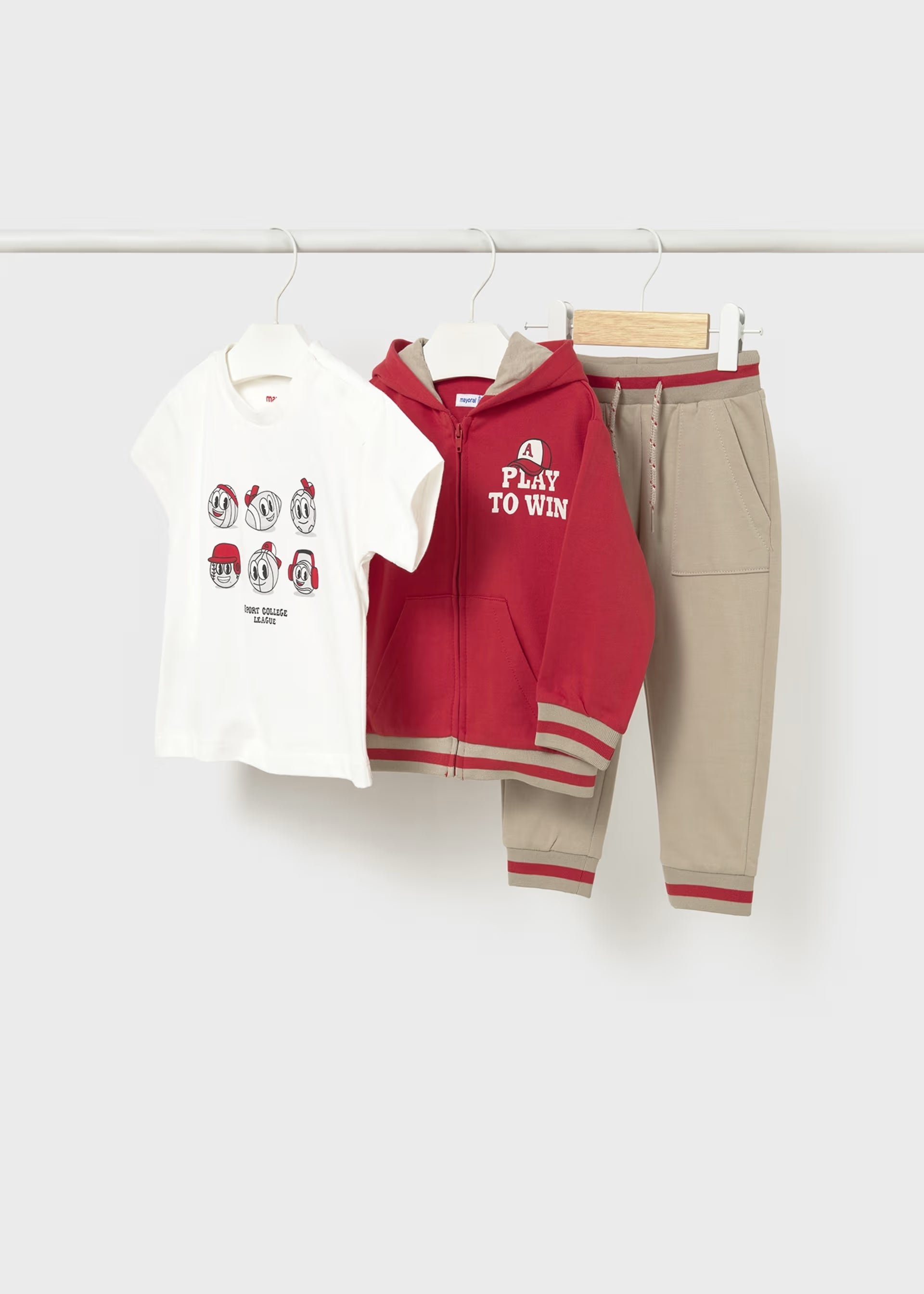 Mayoral boys 3 piece tracksuit set with hoodie joggers and t-shirt