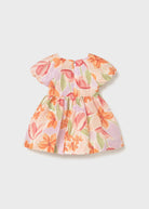 Mayoral baby girls floral occasion dress back view