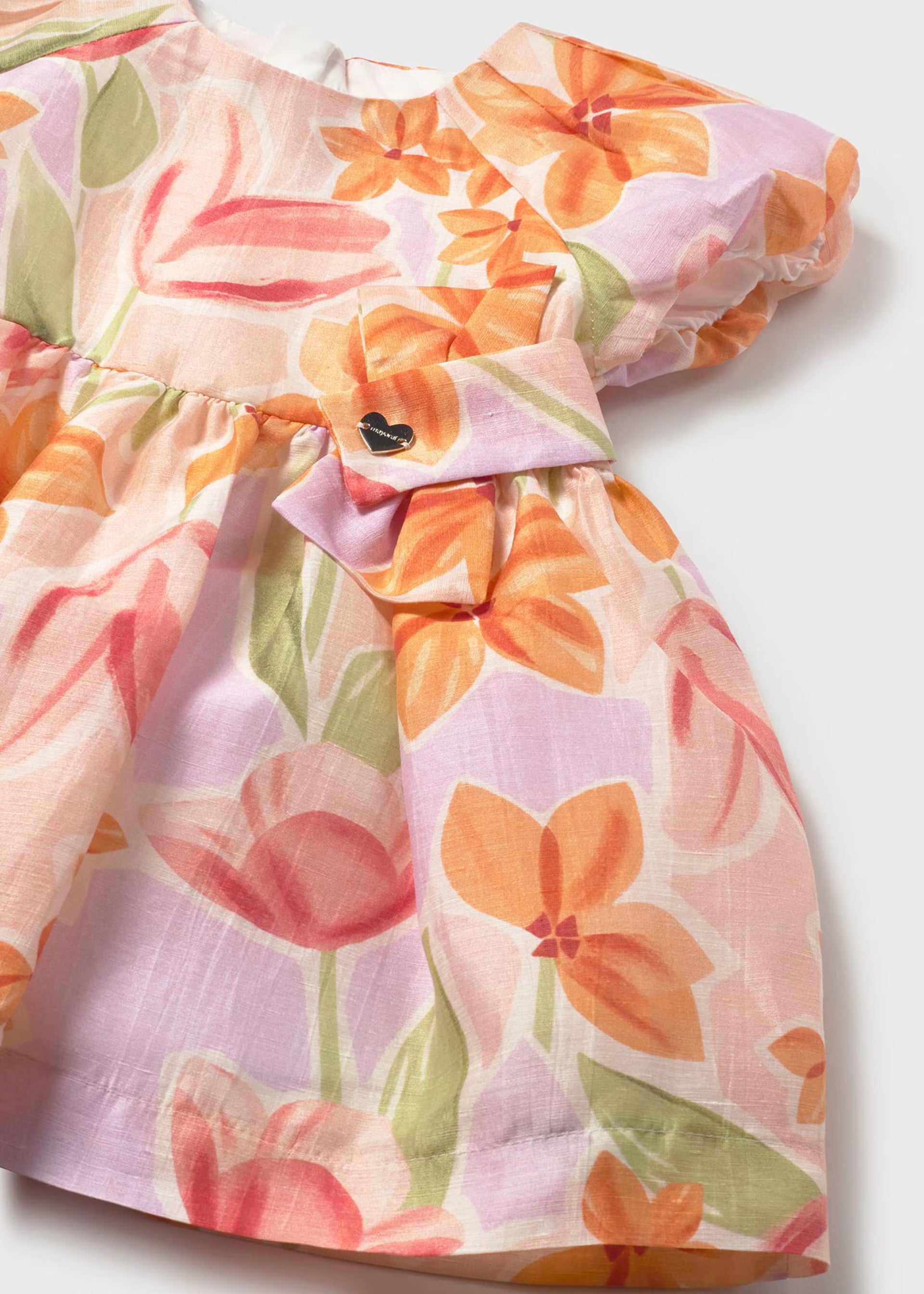 Mayoral baby girls floral dress bow detail