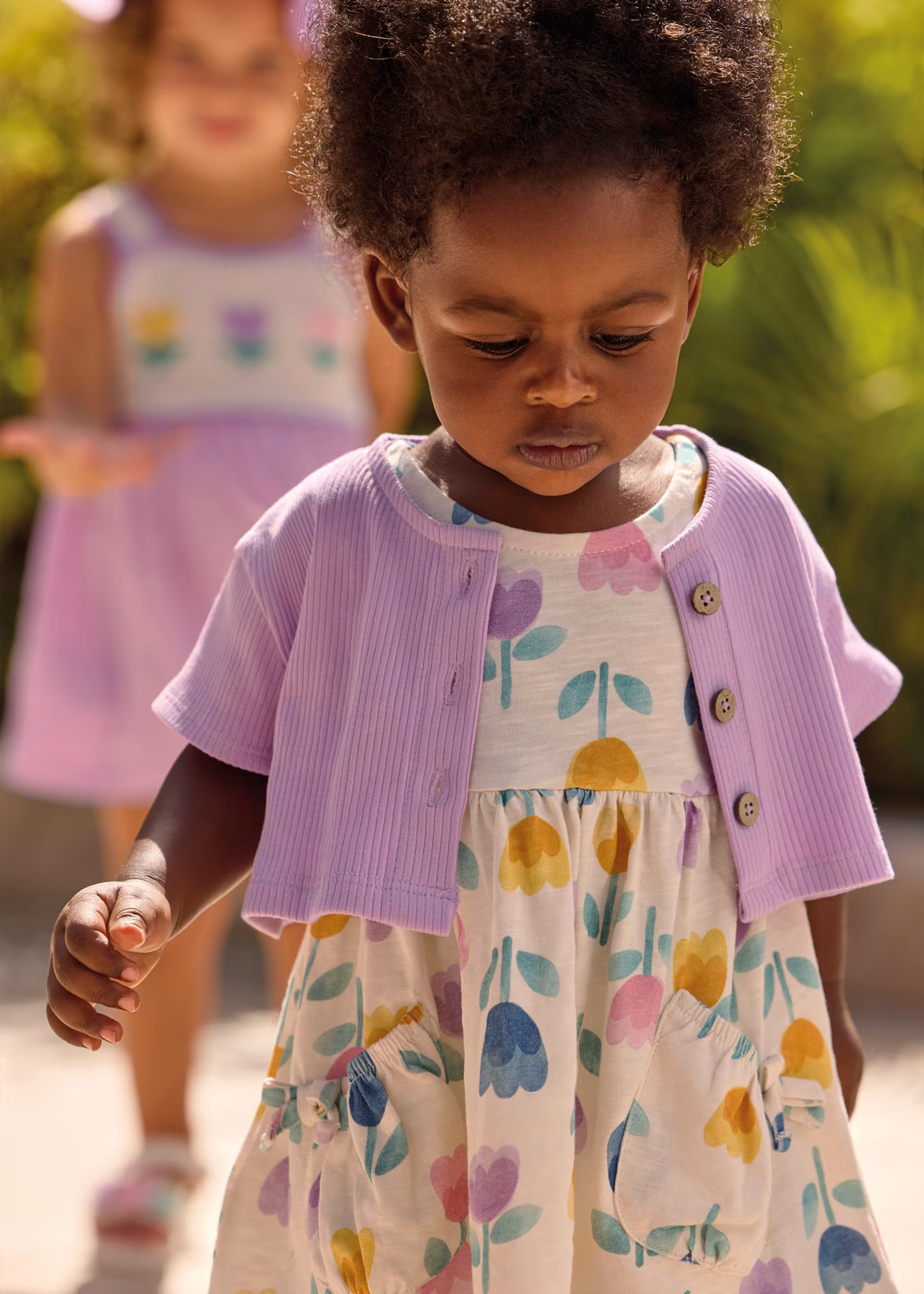 Mayoral baby girls summer outfit set worn front view