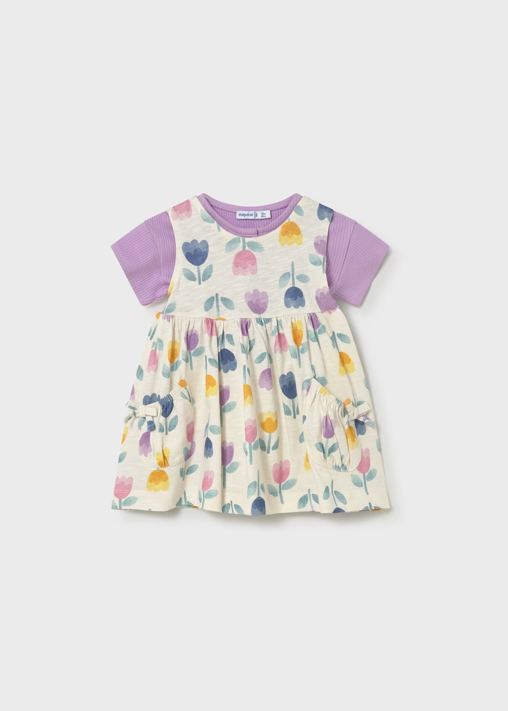 Mayoral baby girls floral dress and lilac jacket set