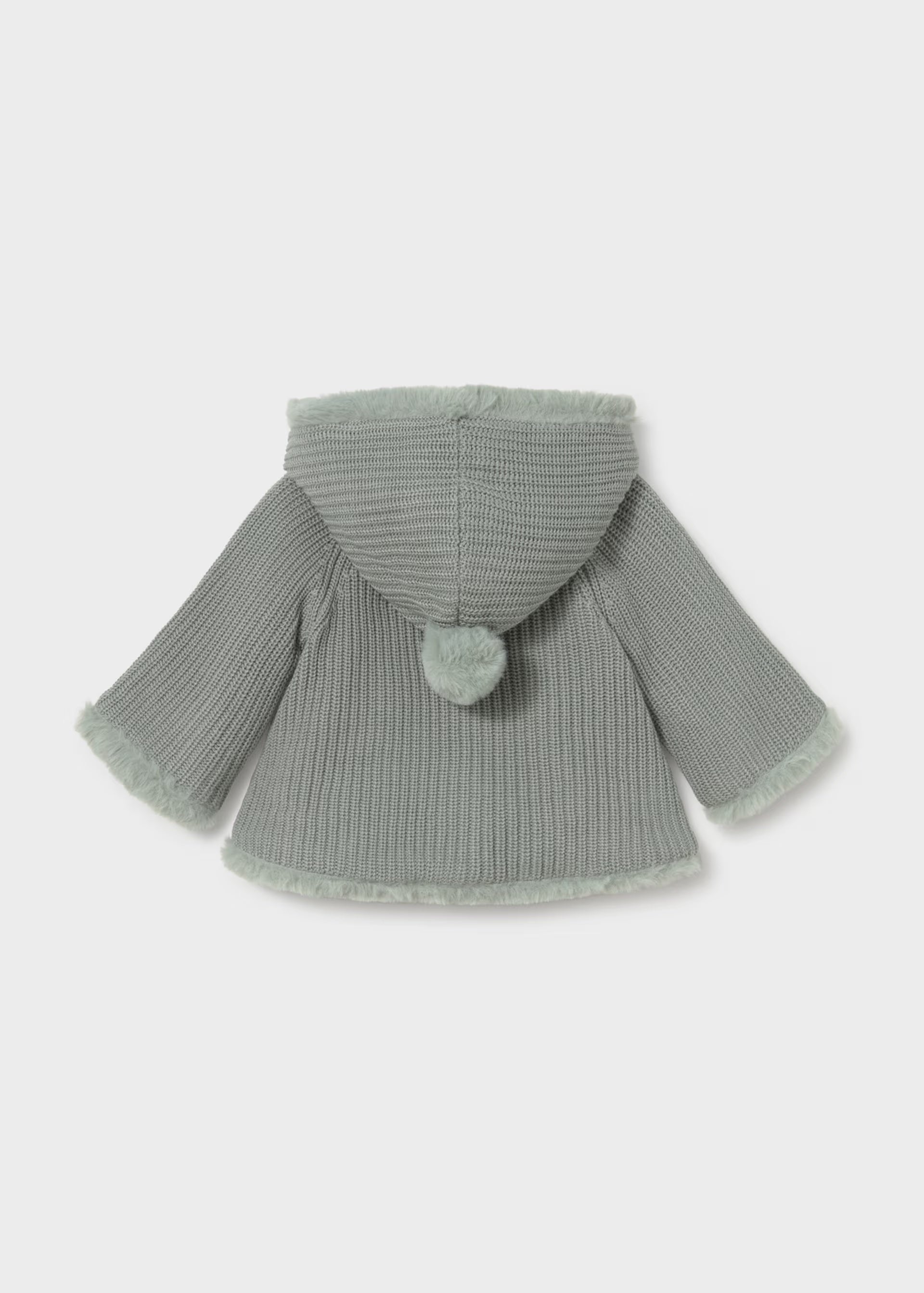 Mayoral baby hooded cardigan with pom pom
