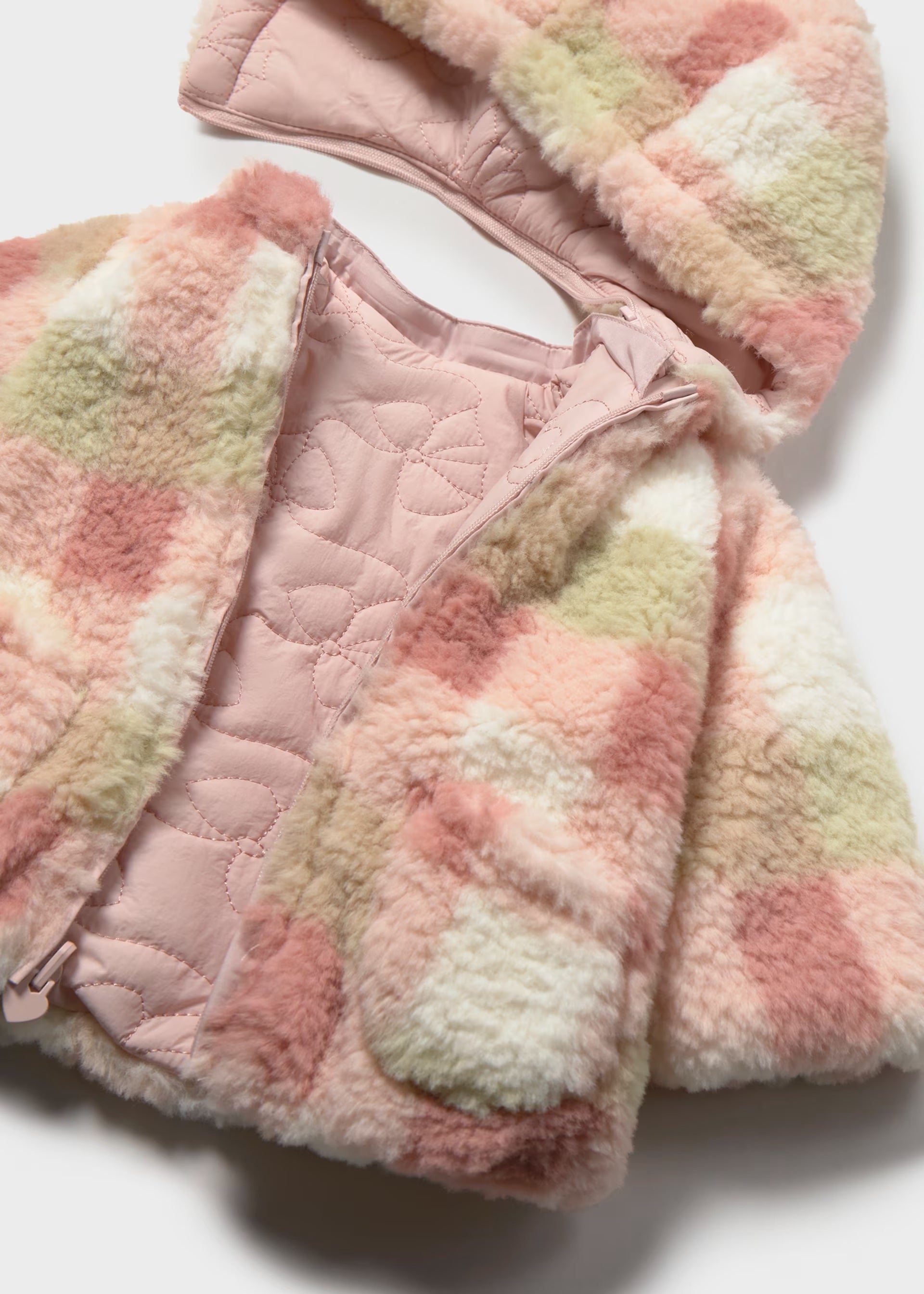 Baby girls quilted coat with cosy hood