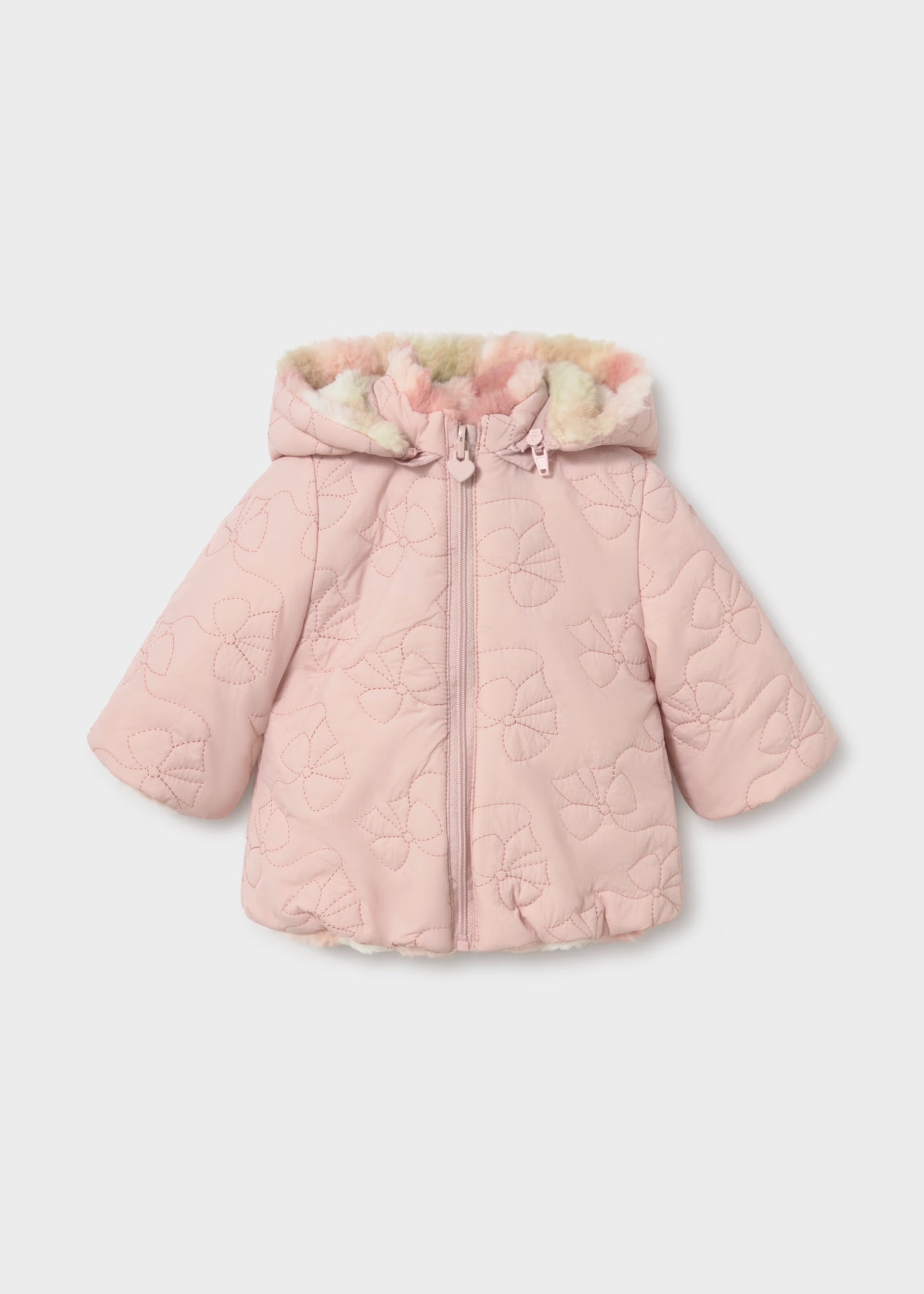 Mayoral baby girls blush pink reversible hooded coat