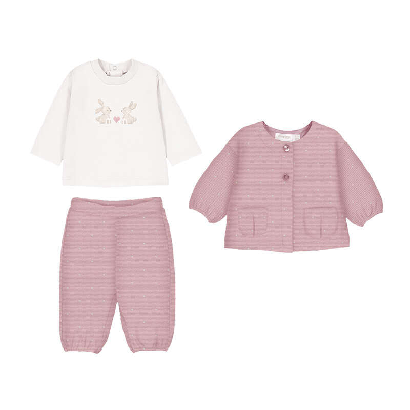 Mayoral baby girls 3 piece rabbit tracksuit gift set