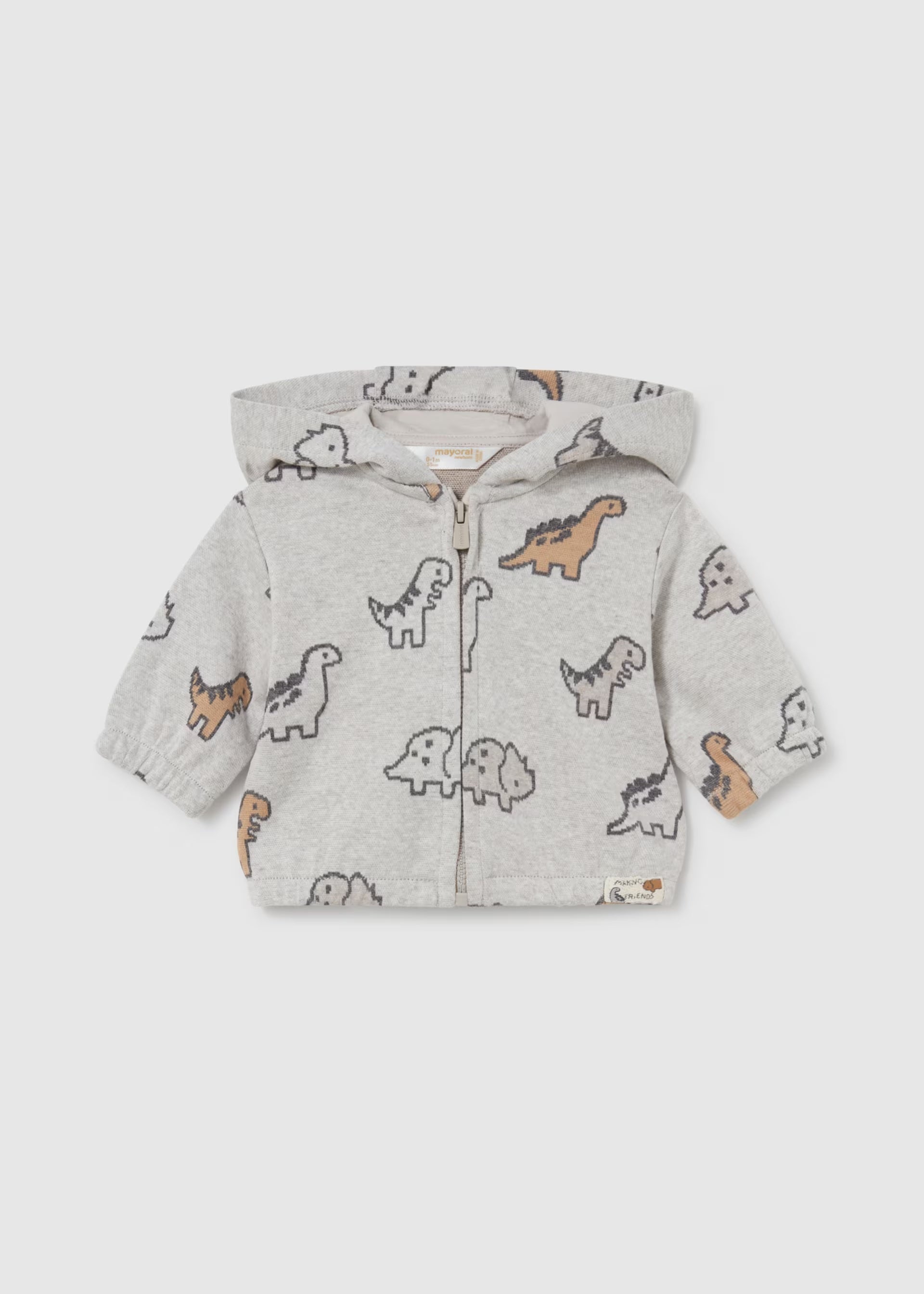 Grey dinosaur hoodie and jogger set for baby boys