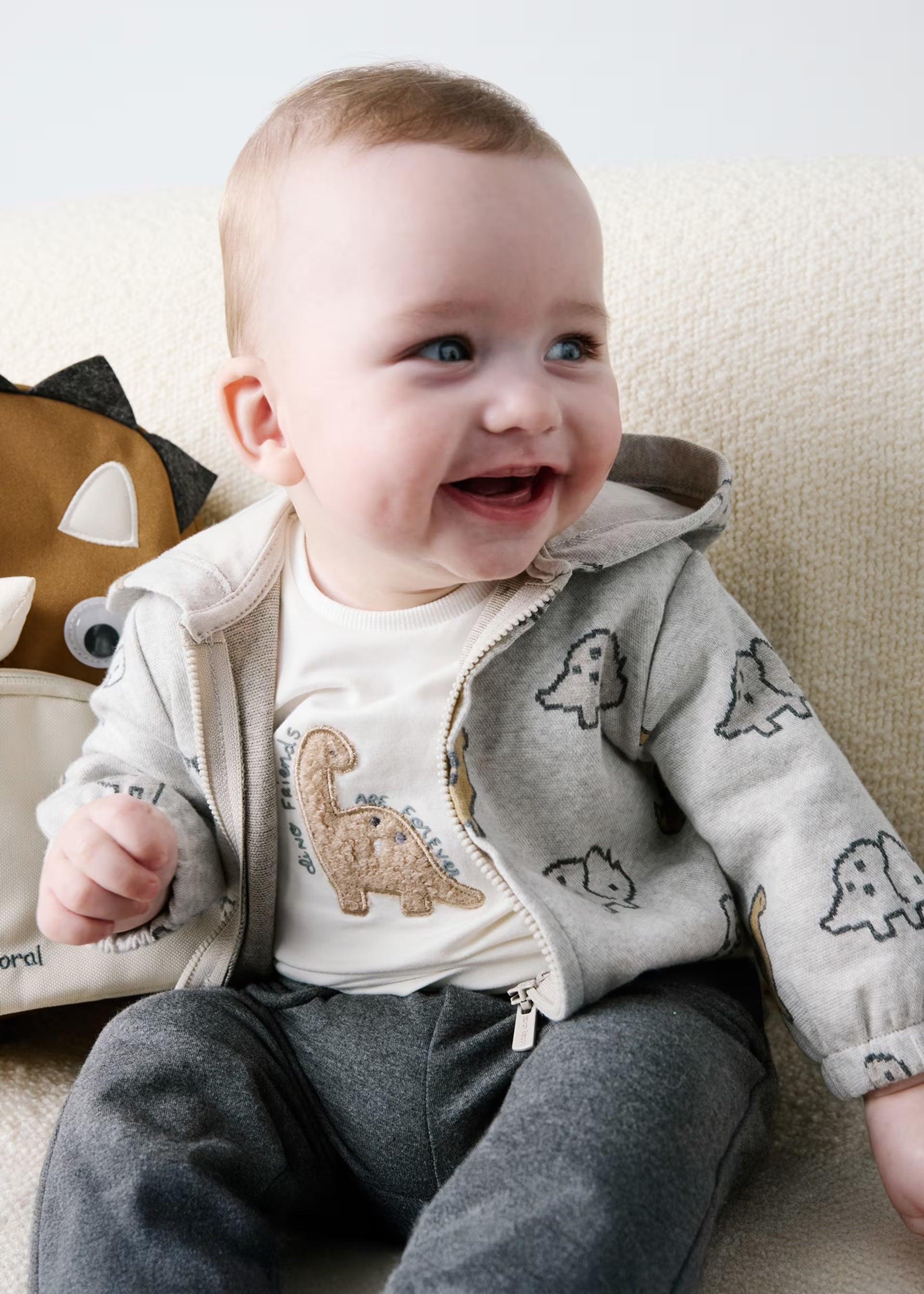 Baby boys dinosaur hoodie, top and joggers gift set