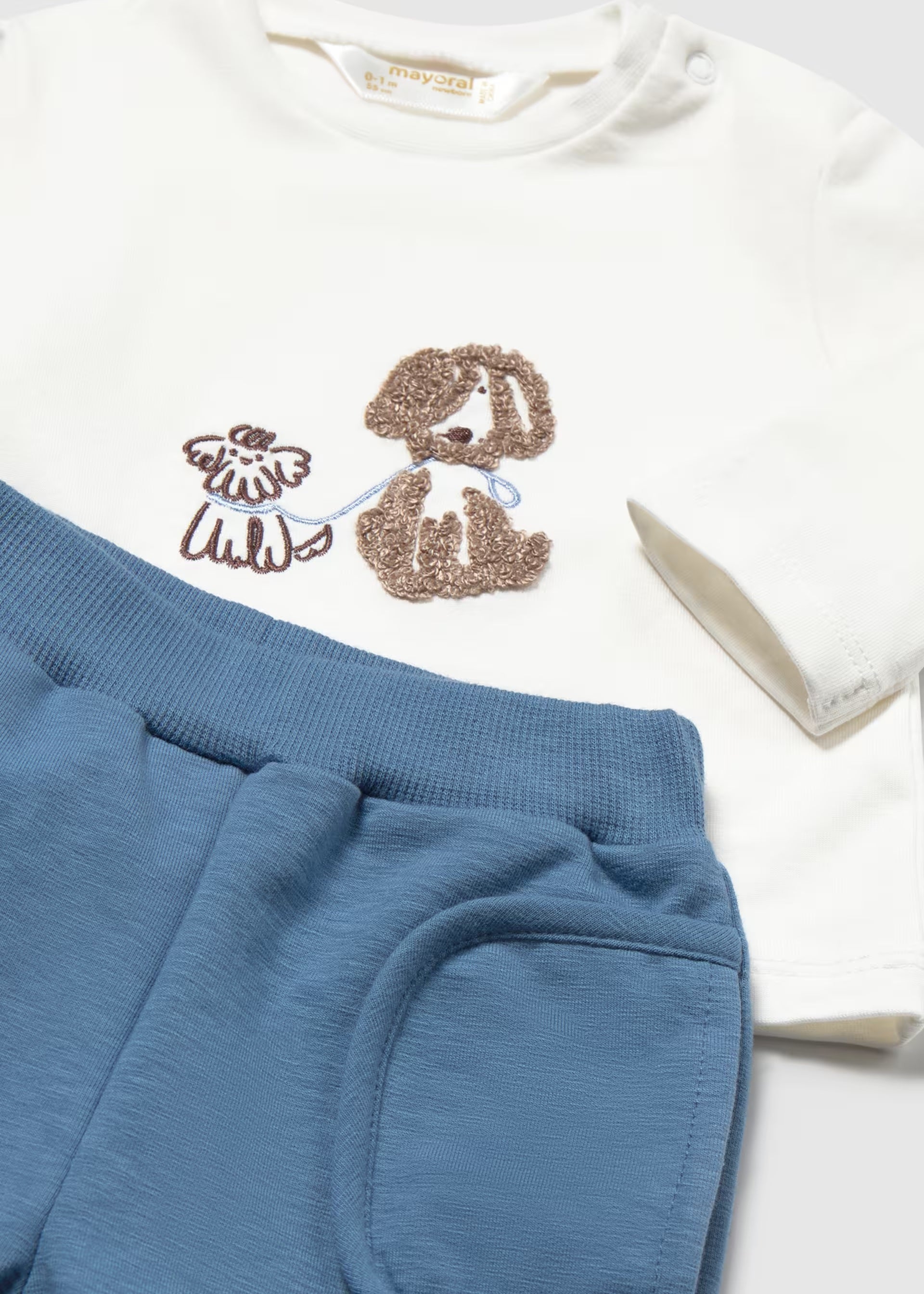     Baby boys Mayoral dog motif hoodie joggers and T-shirt outfit Gift set