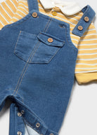 Mayoral baby boys two piece denim dungaree outfit set