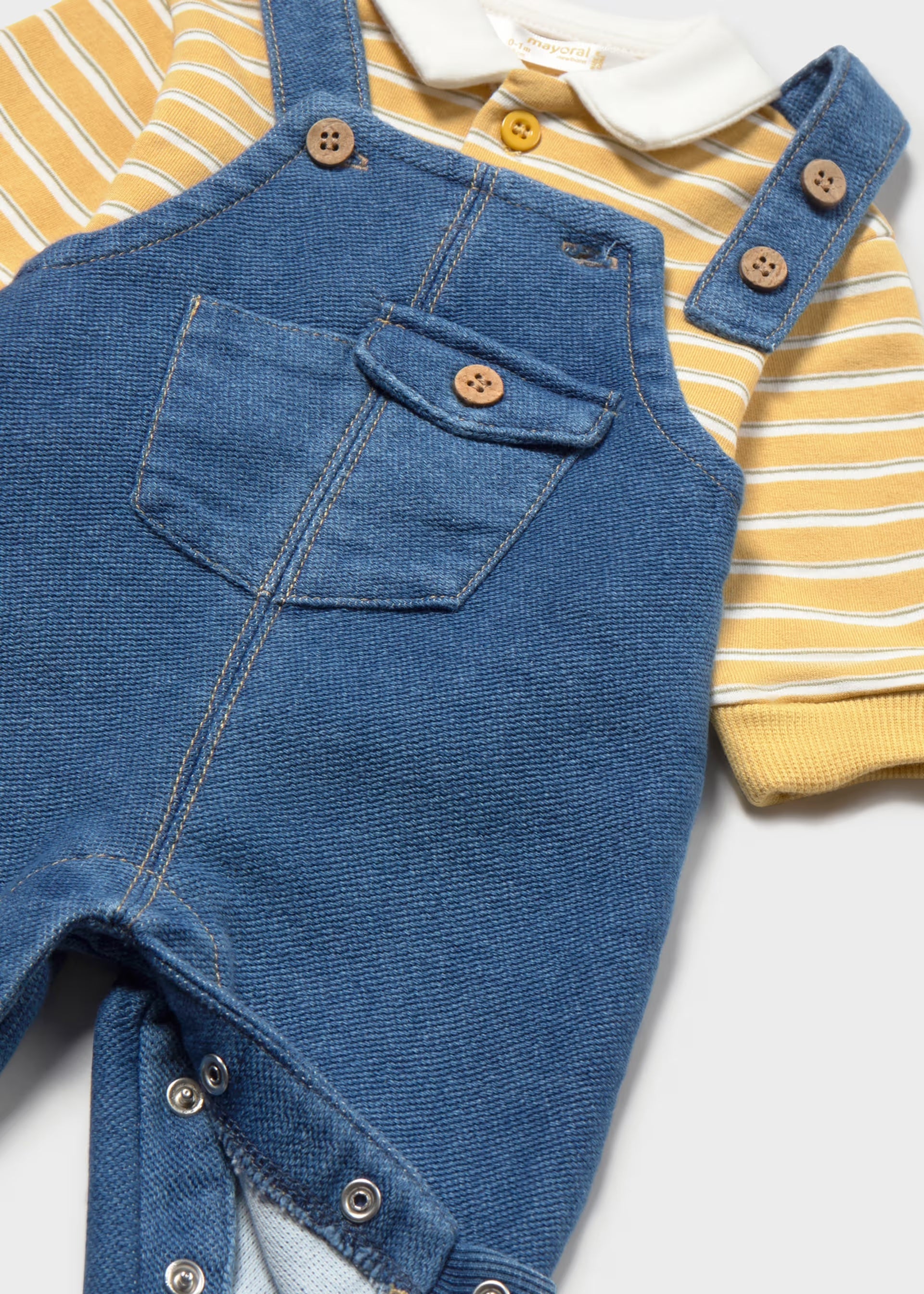 Mayoral baby boys two piece denim dungaree outfit set
