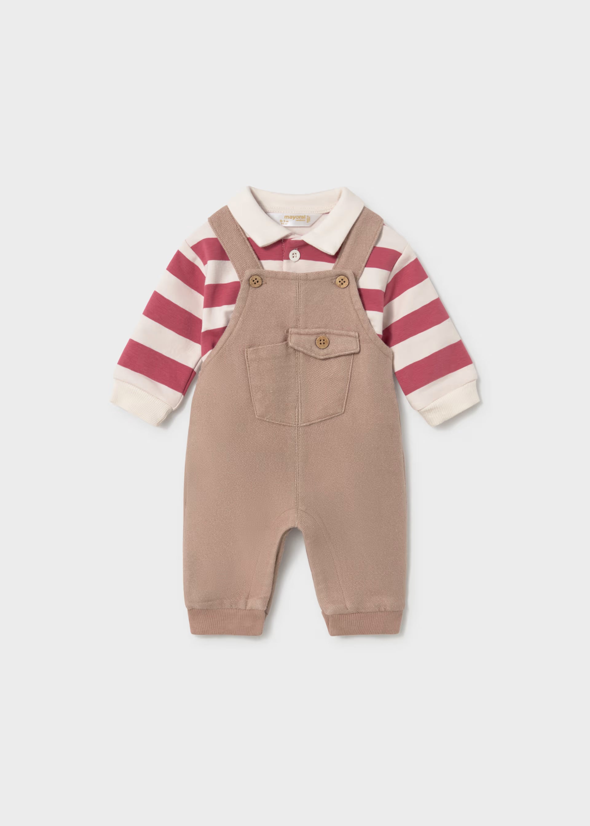 Mayoral baby boys stripe polo shirt and dungaree set