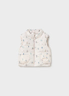 Mayoral baby boys cream printed padded gilet with zip fastening and front pockets